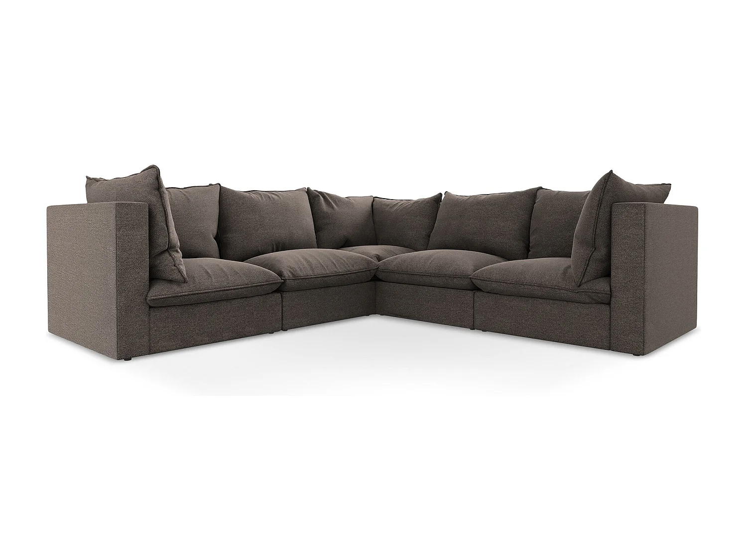 Modulares Ecksofa - - Bouclé - Schokolade - MANAO