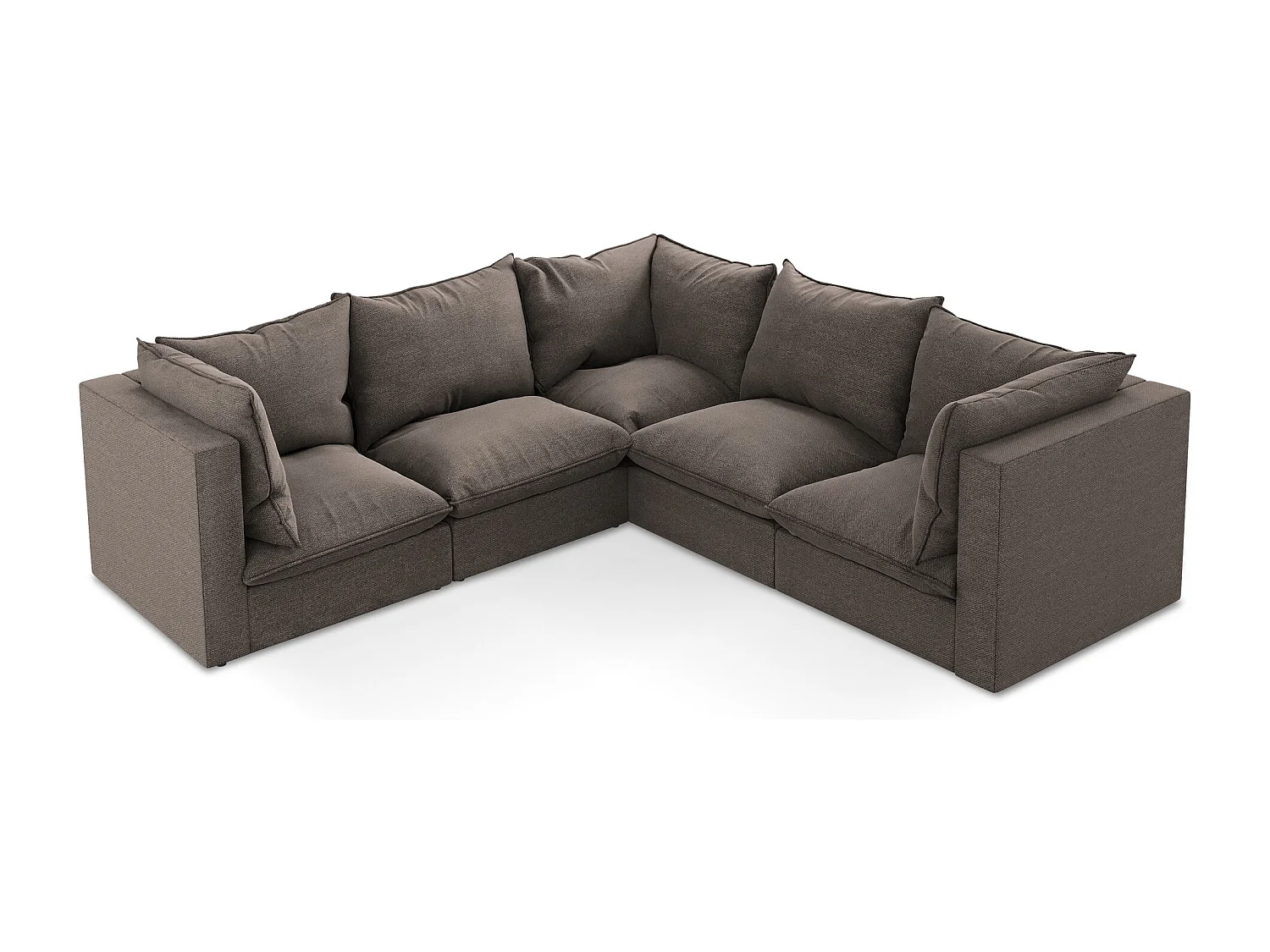 Modulares Ecksofa - - Bouclé - Schokolade - MANAO