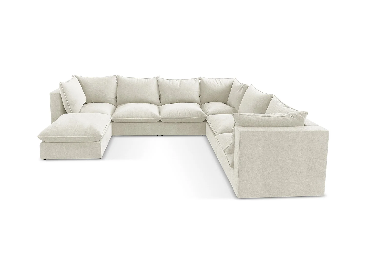 Canapé panoramique 5 places modulaire en tissu texturé - beige - MANAO