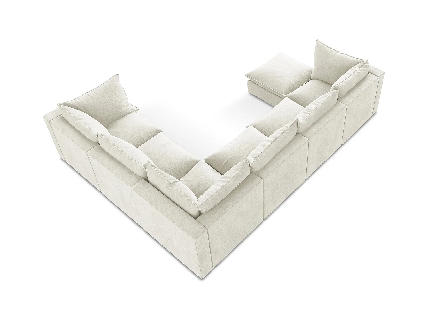 Canapé panoramique 5 places modulaire en tissu texturé - beige - MANAO