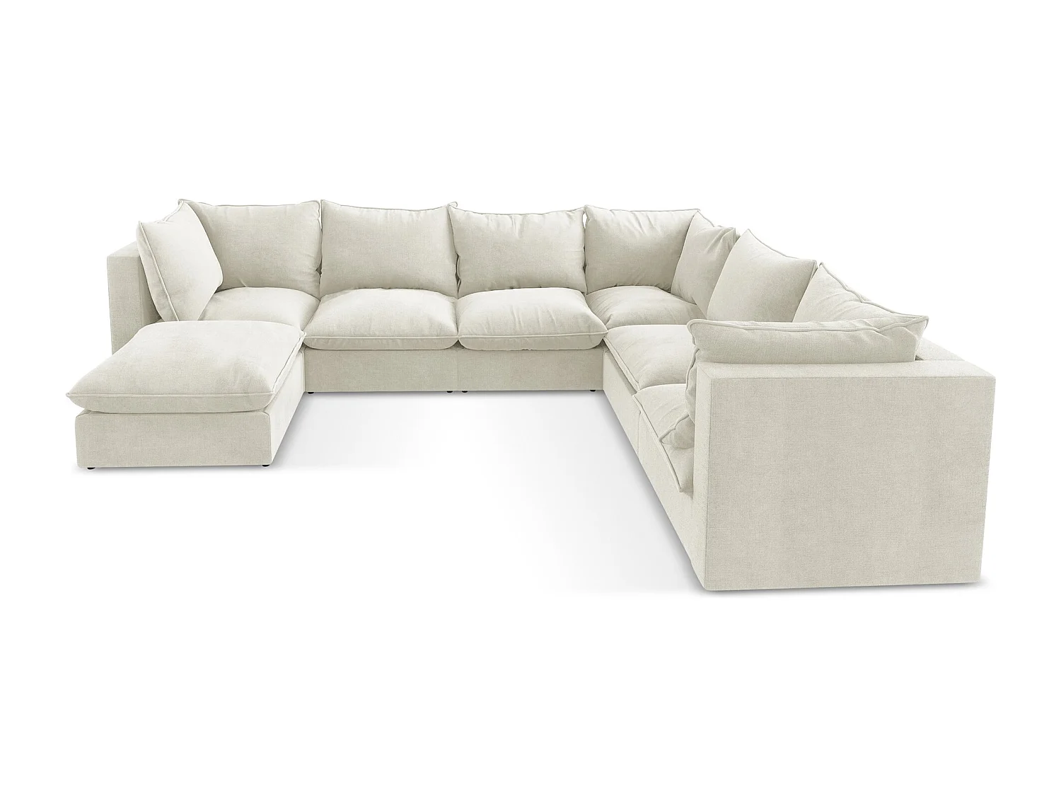 Canapé panoramique 5 places modulaire en tissu texturé - beige - MANAO