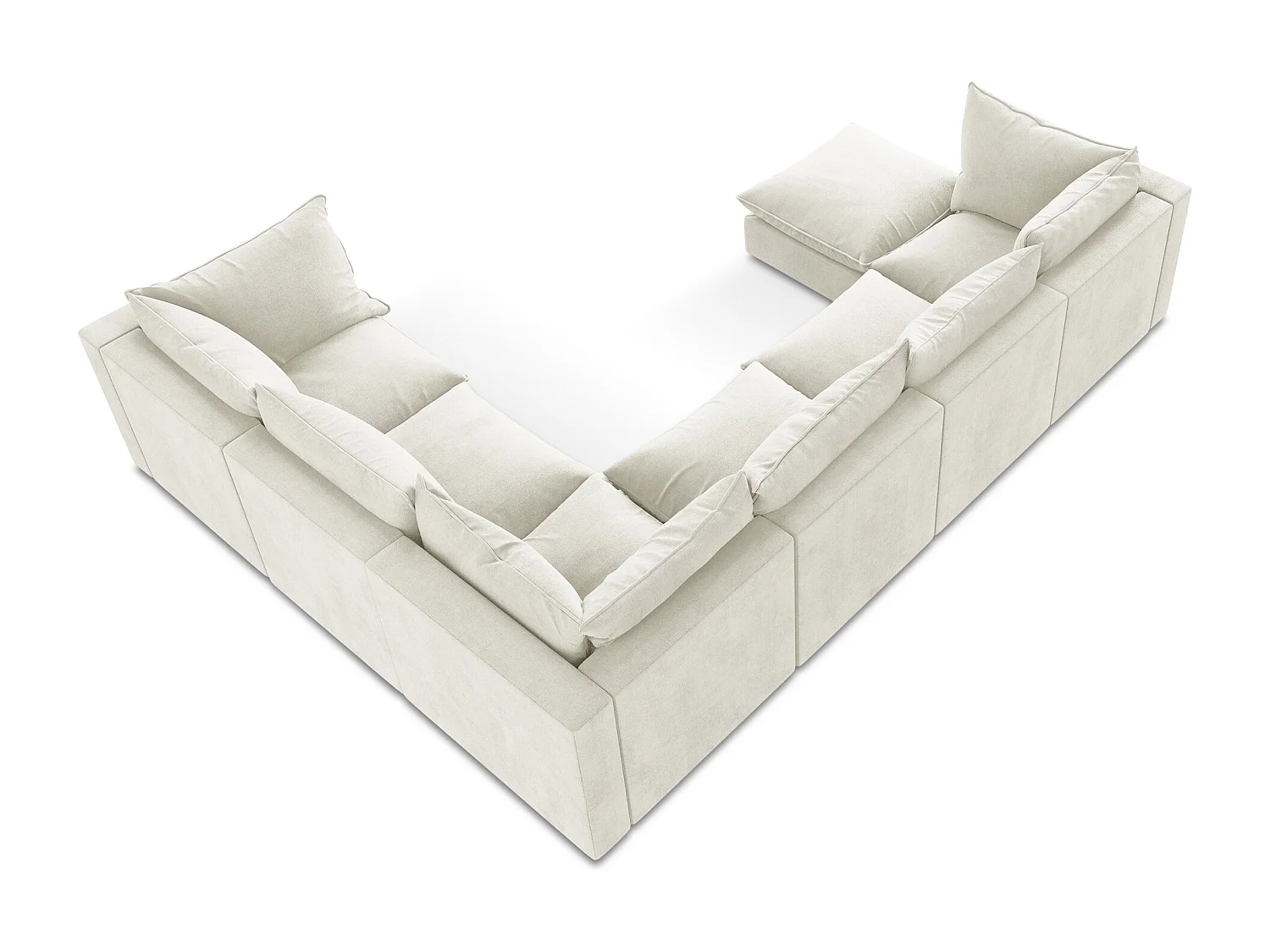 Canapé panoramique 5 places modulaire en tissu texturé - beige - MANAO