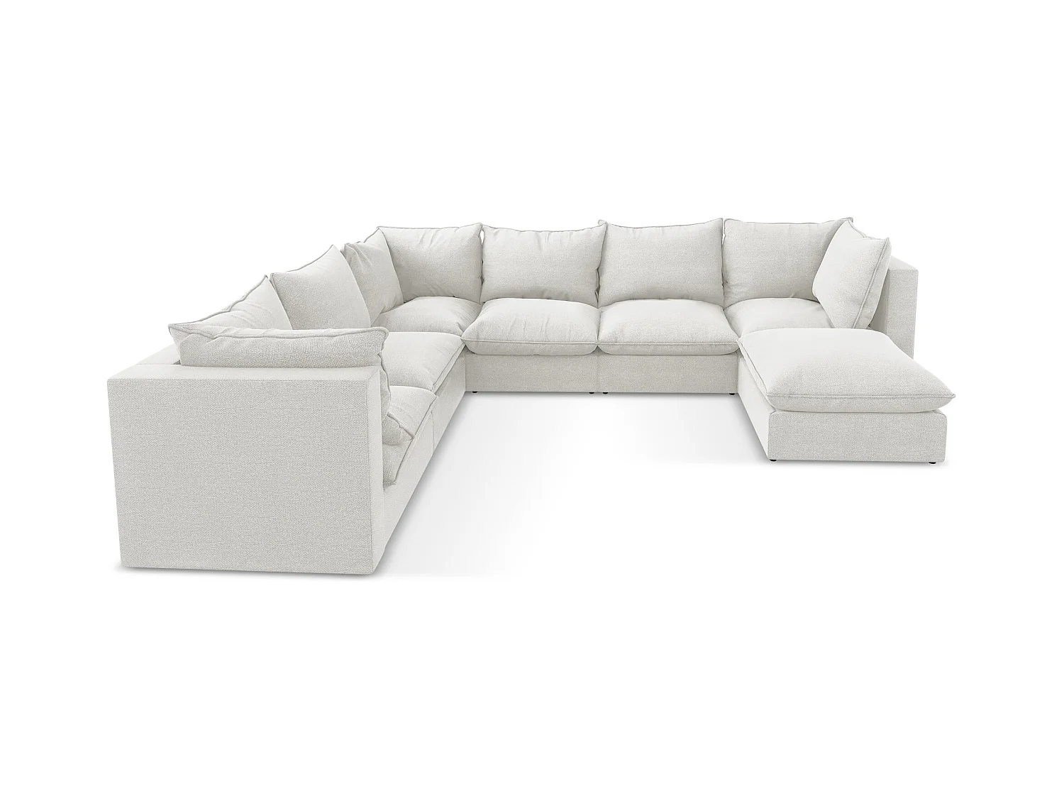 Canapé panoramique 5 places modulaire en tissu bouclette - blanc - MANAO