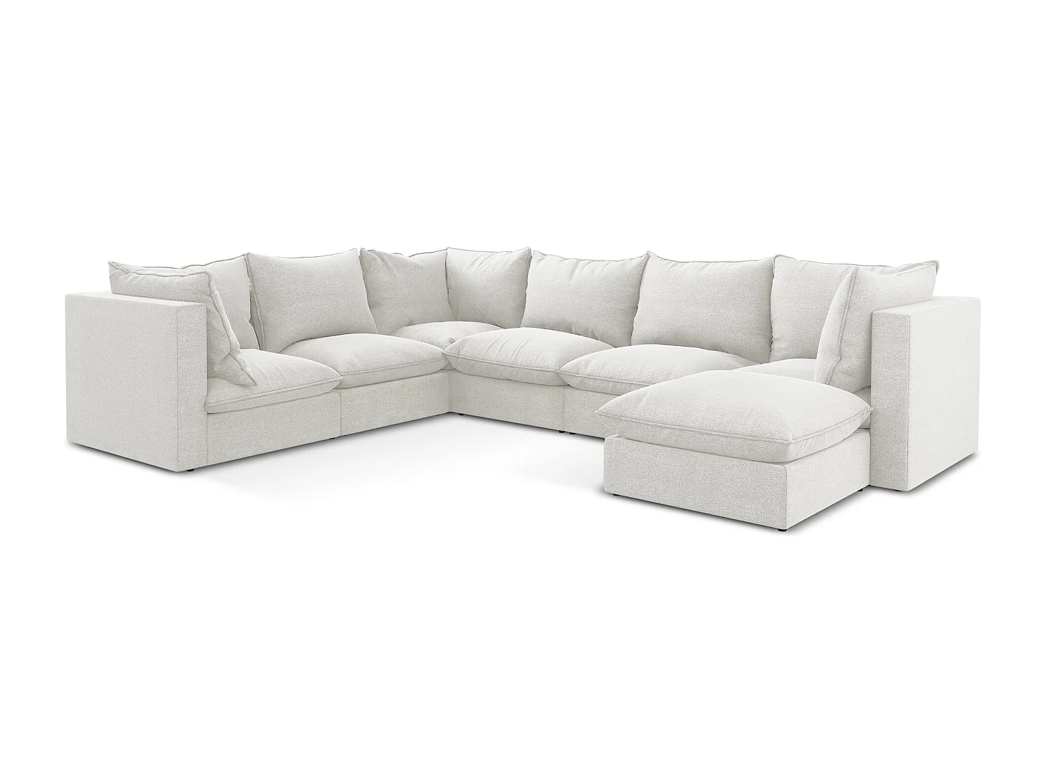Sofa modułowa panoramiczna - z tkaniny bouclé - biały - MANAO