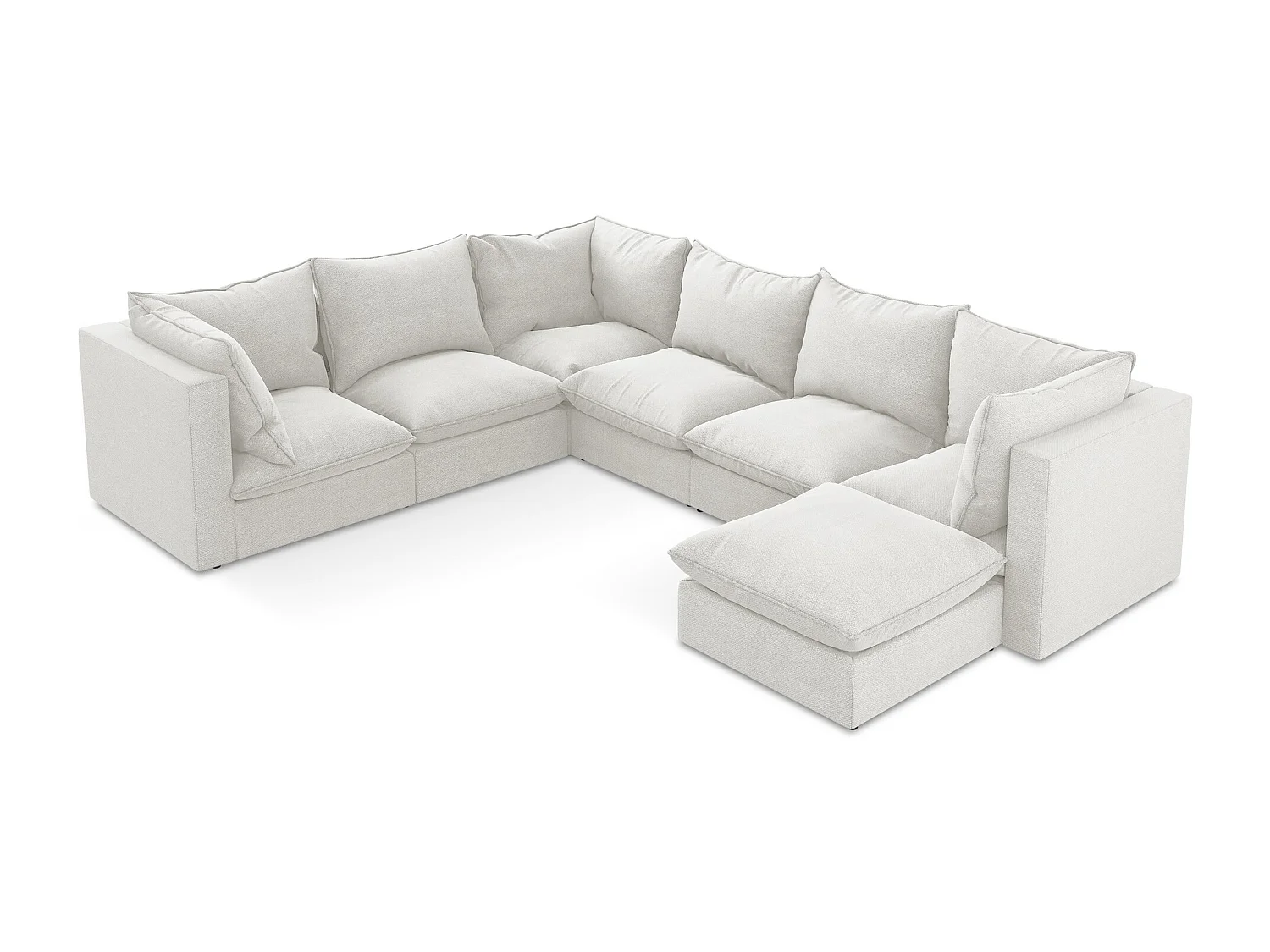 Sofa modułowa panoramiczna - z tkaniny bouclé - biały - MANAO