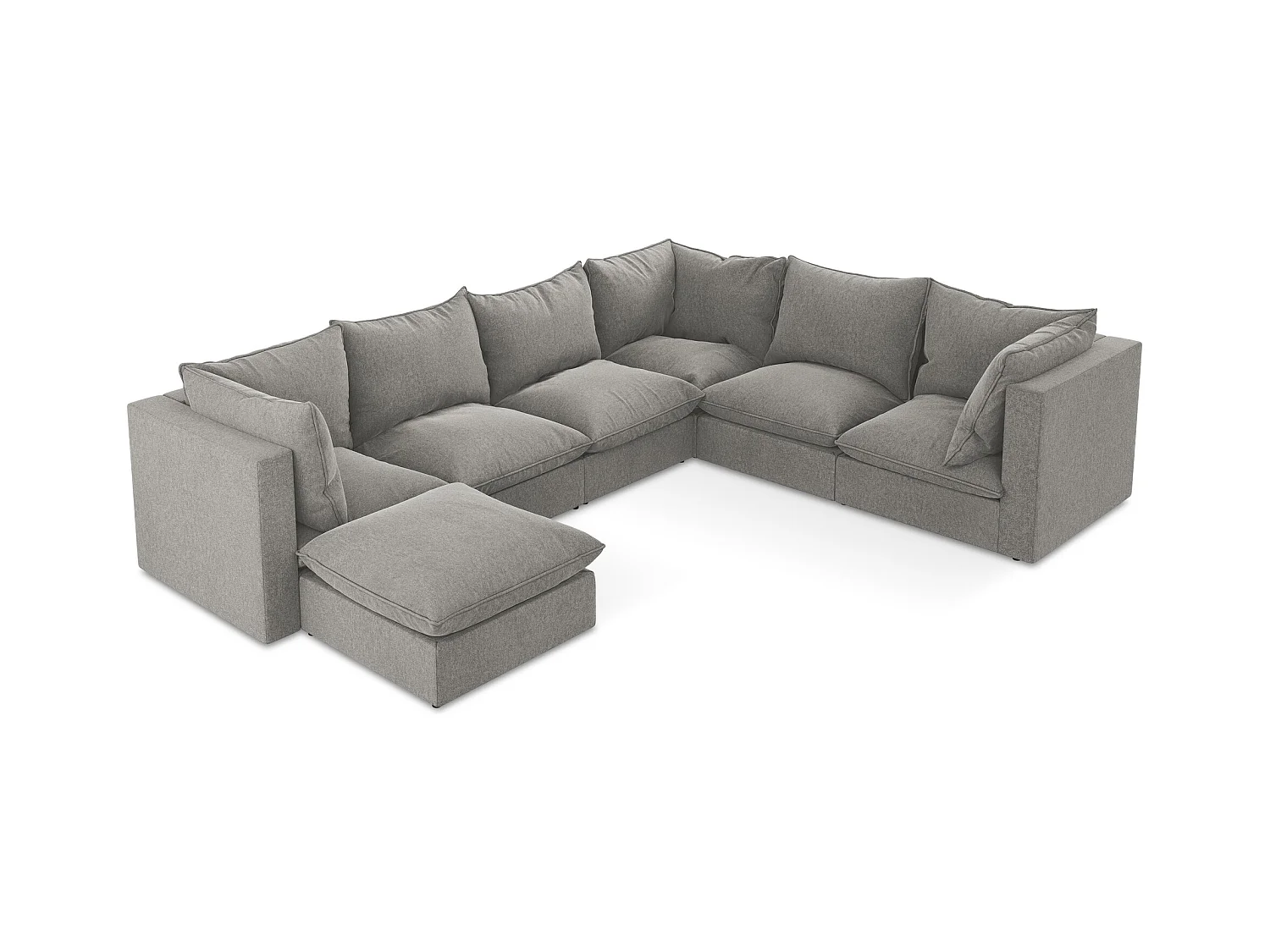 Modulares Wohnlandschaft - / - Samt - Grau - MANAO