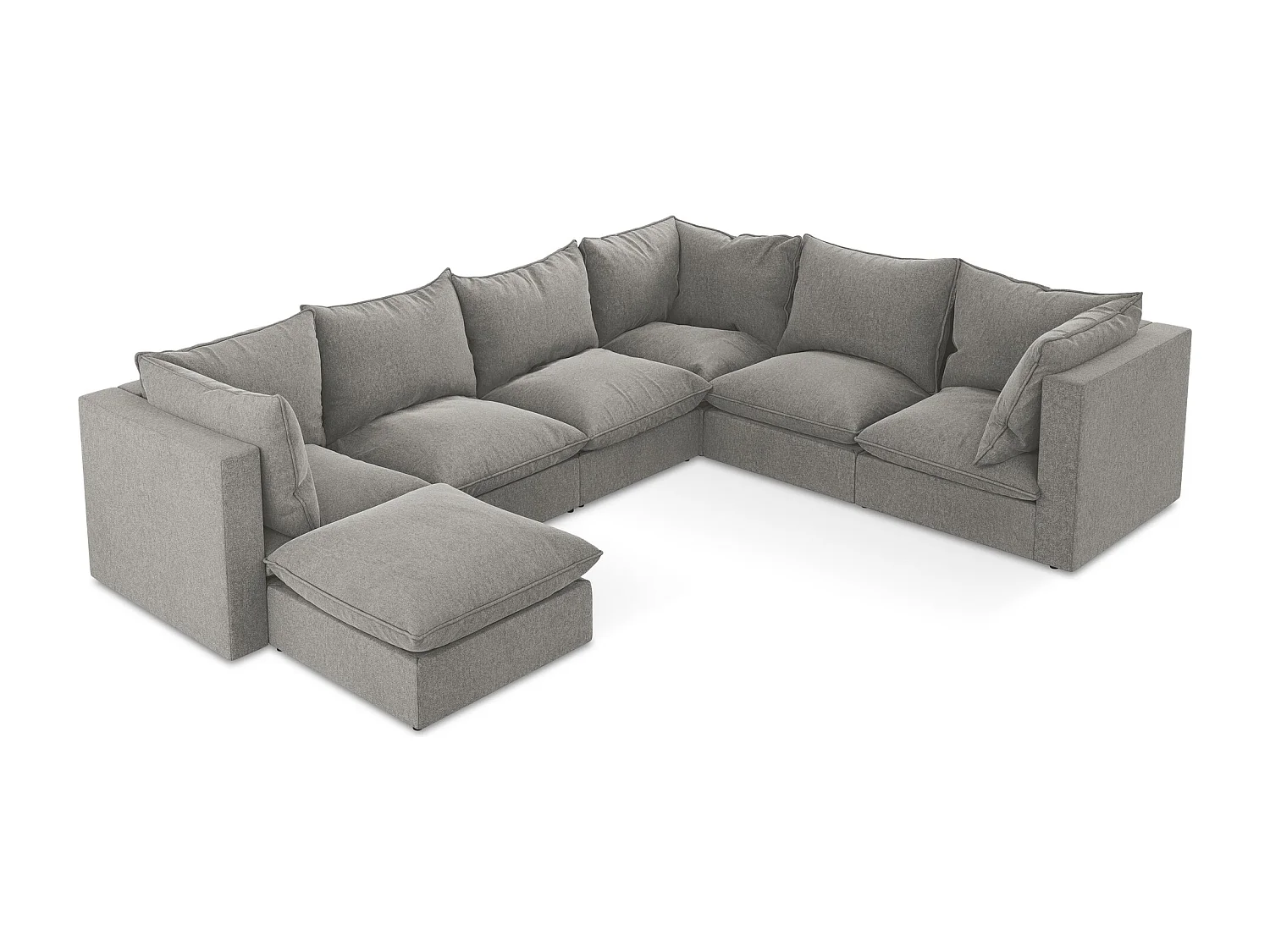 Modulares Wohnlandschaft - / - Samt - Grau - MANAO