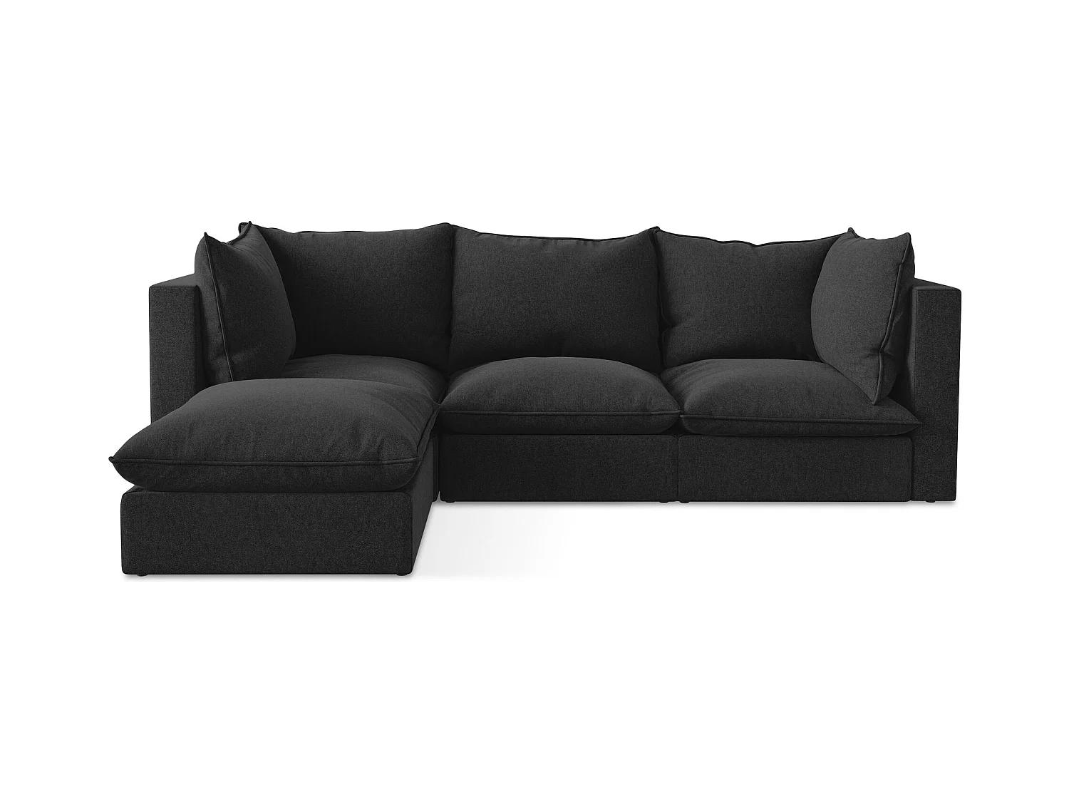 3-Sitzer Modulares Ecksofa - Ecke Links - Samt - Schwarz - MANAO