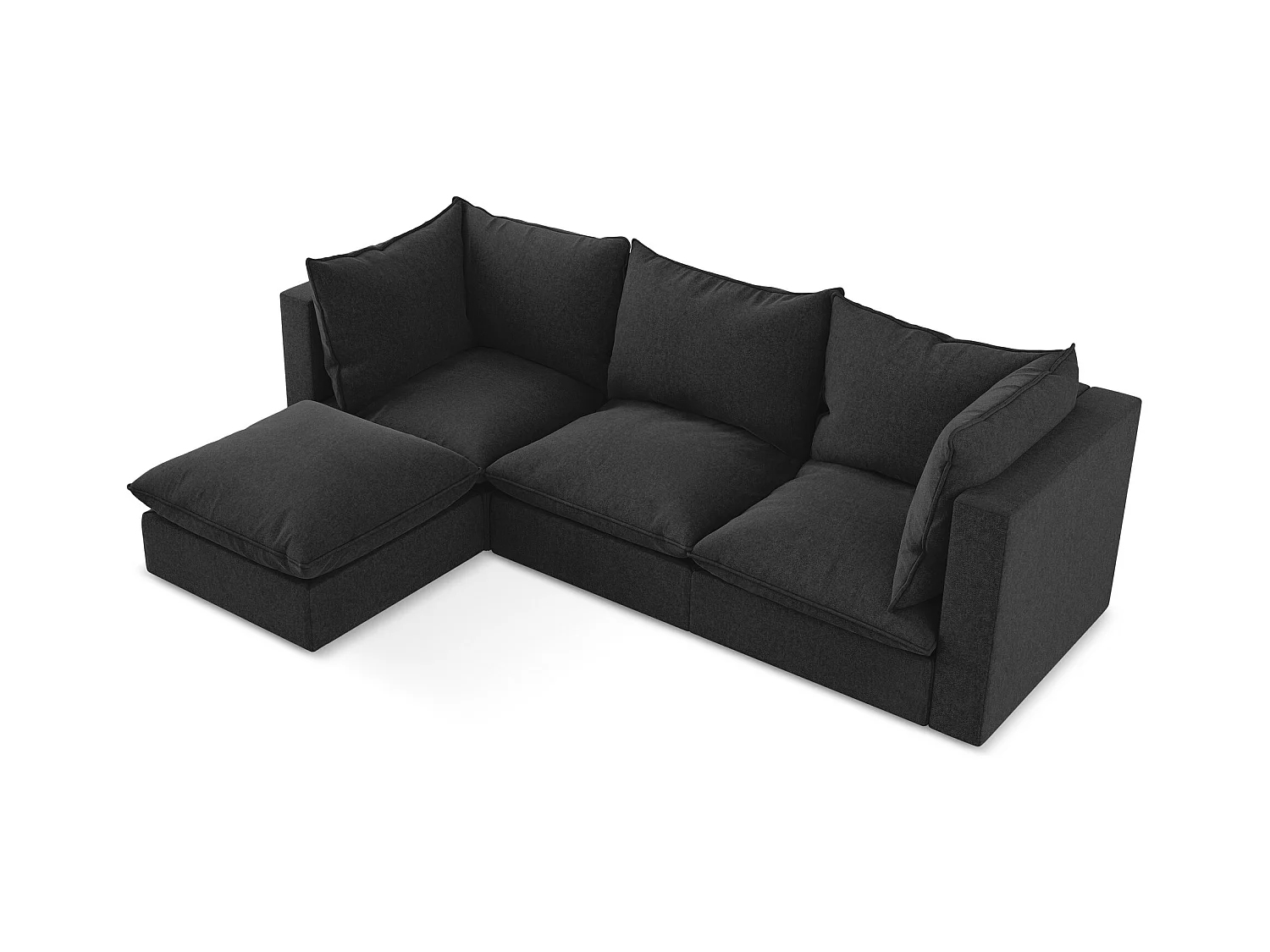 3-Sitzer Modulares Ecksofa - Ecke Links - Samt - Schwarz - MANAO