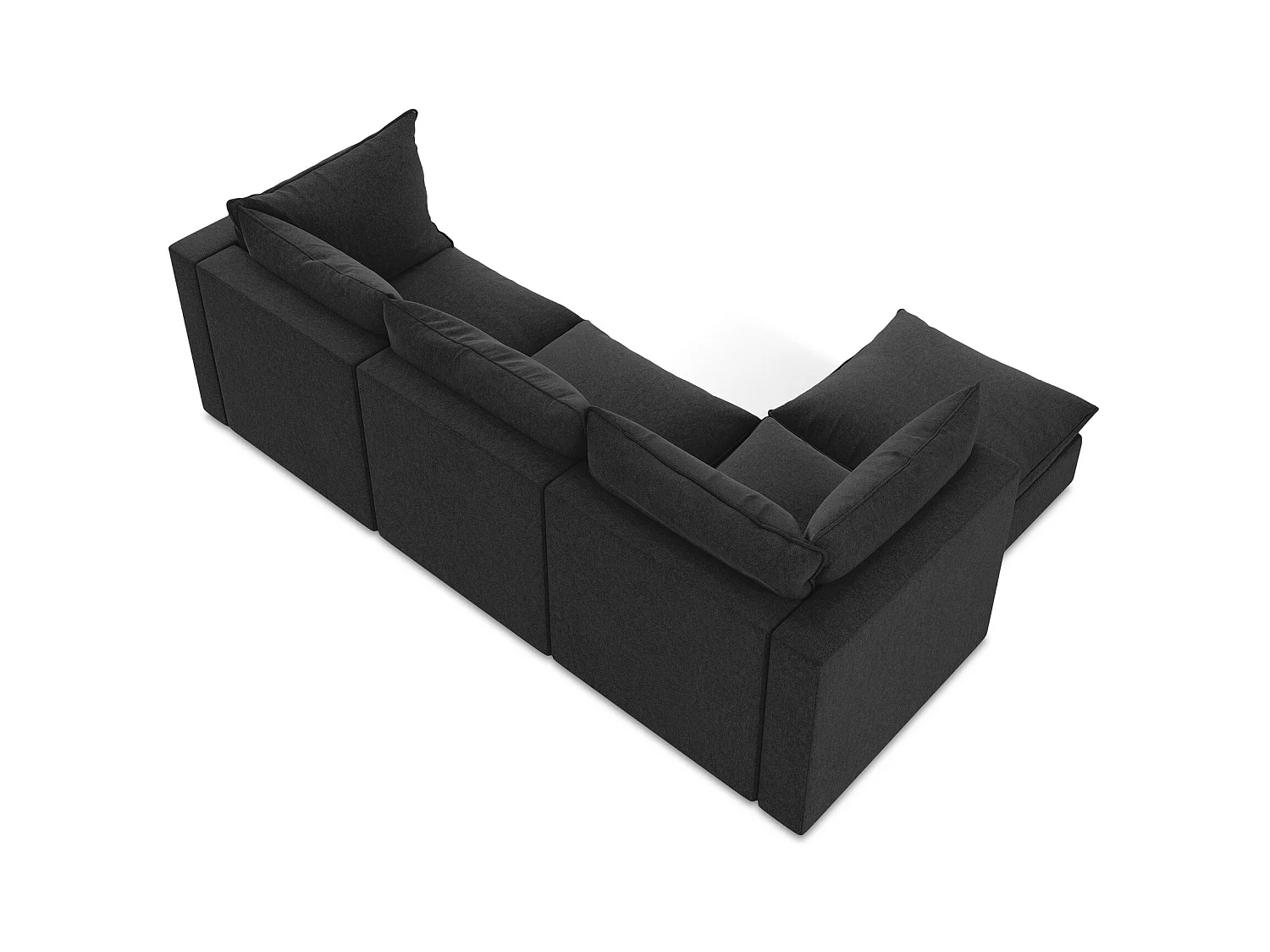 3-Sitzer Modulares Ecksofa - Ecke Links - Samt - Schwarz - MANAO