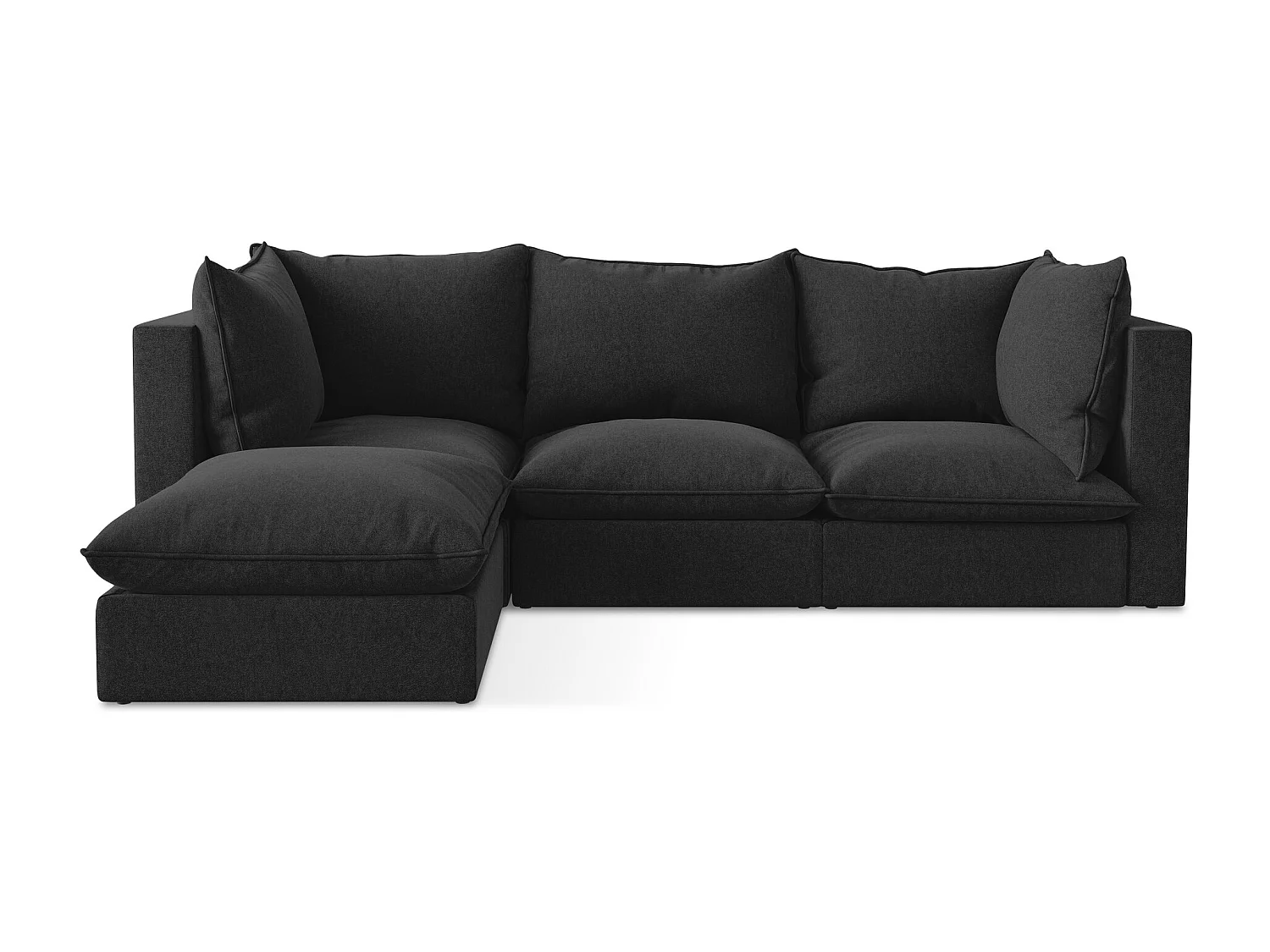 Canapé d'angle 3 places modulaire gauche en velours - noir - MANAO