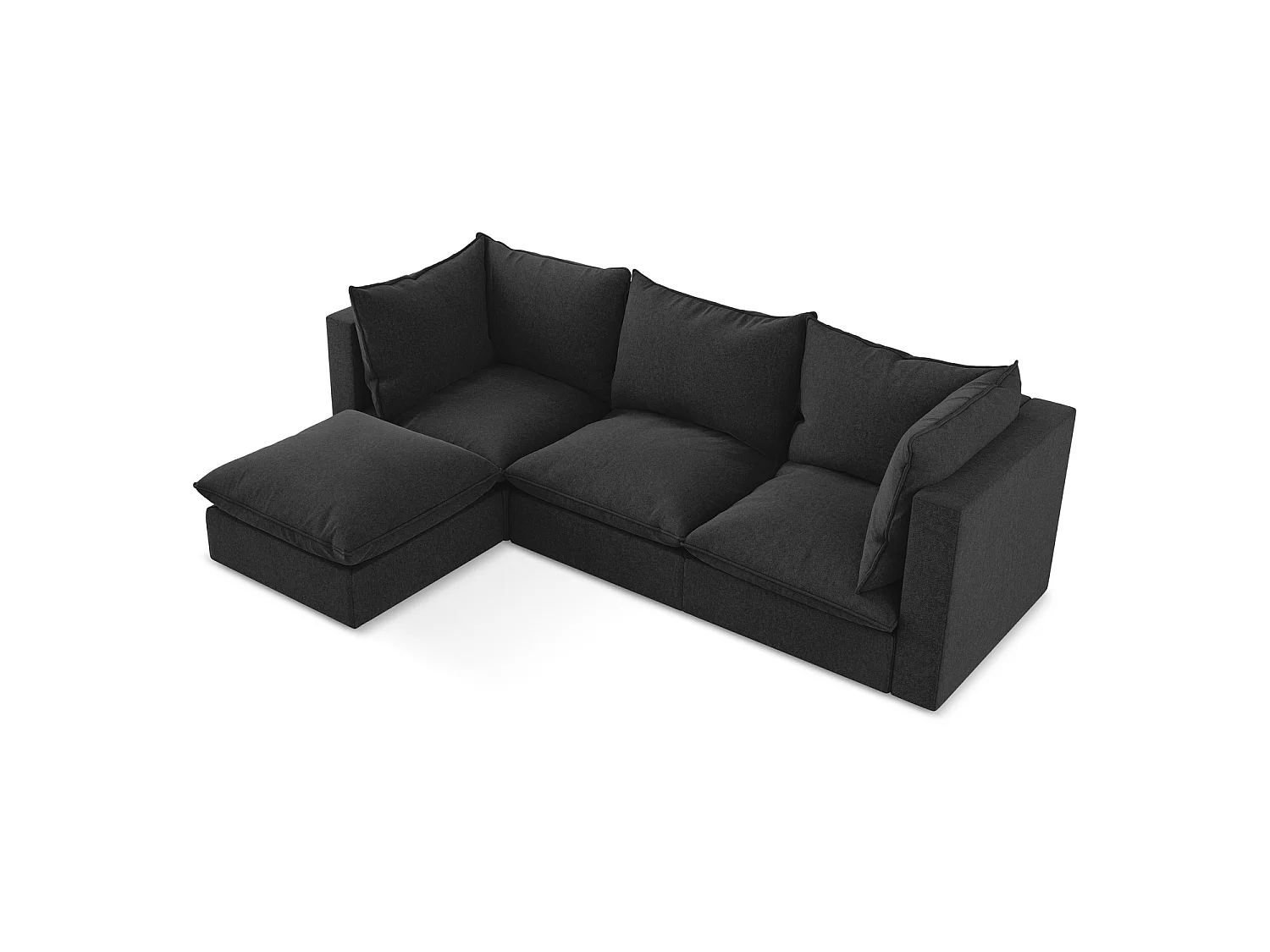 3-Sitzer Modulares Ecksofa - Ecke Links - Samt - Schwarz - RAVENNA