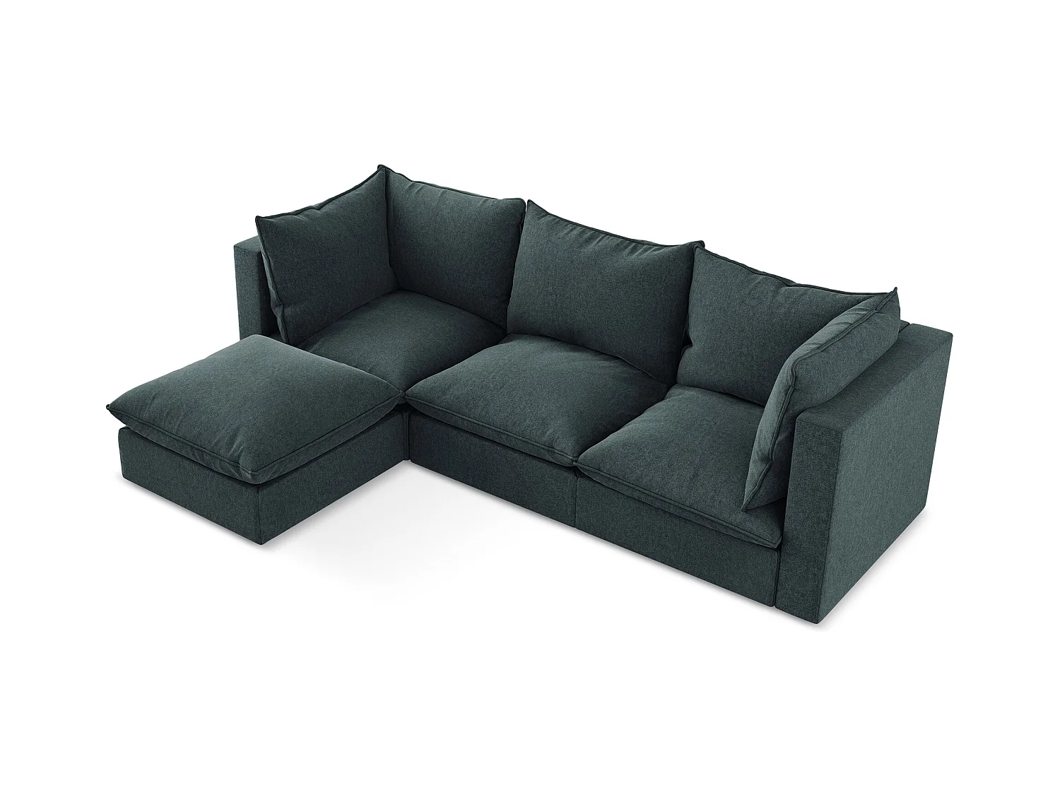 Canapé d'angle 3 places modulaire gauche en velours - marin - MANAO