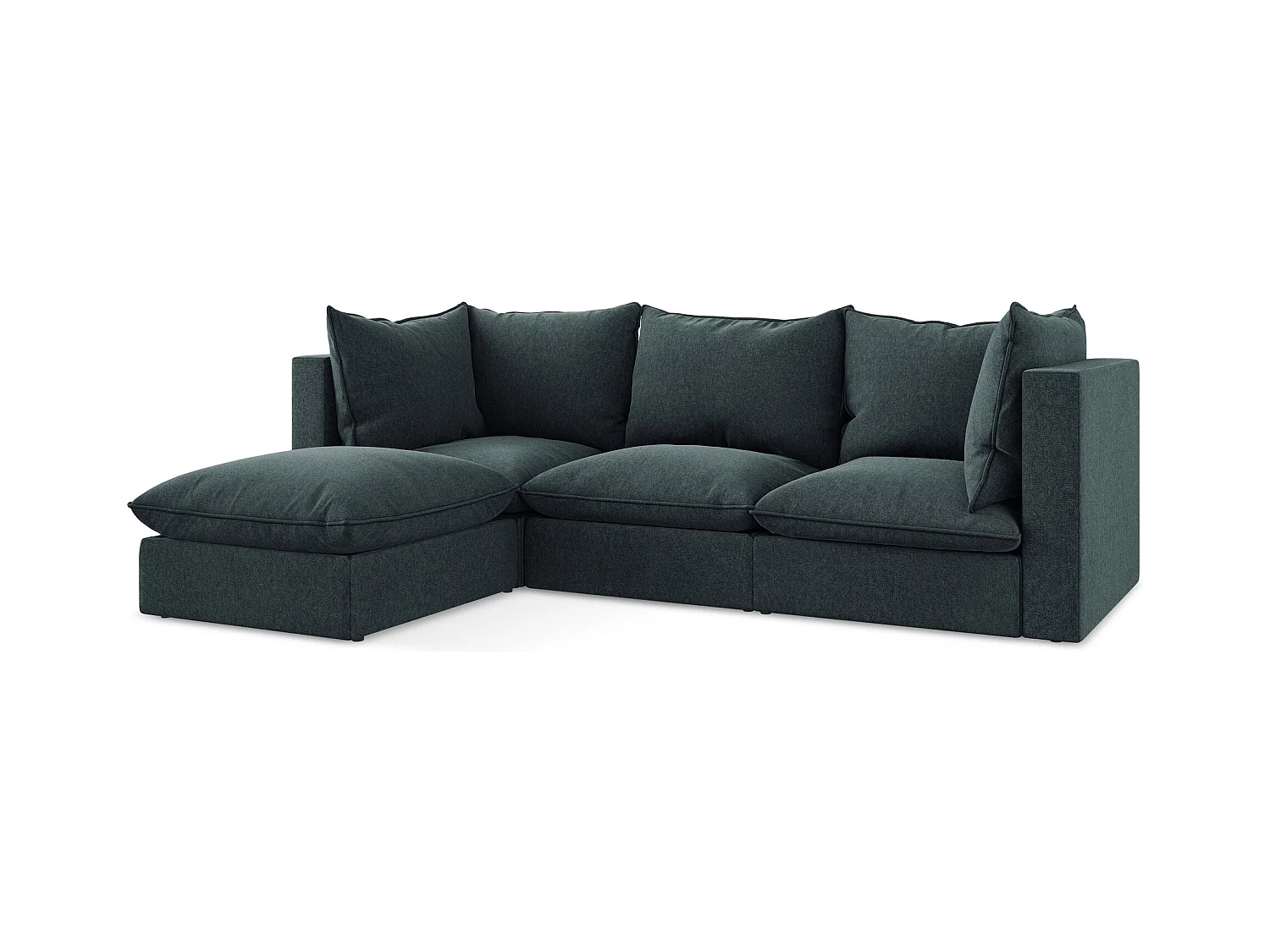 3-Sitzer Modulares Ecksofa - Ecke Links - Samt - Marine - MANAO