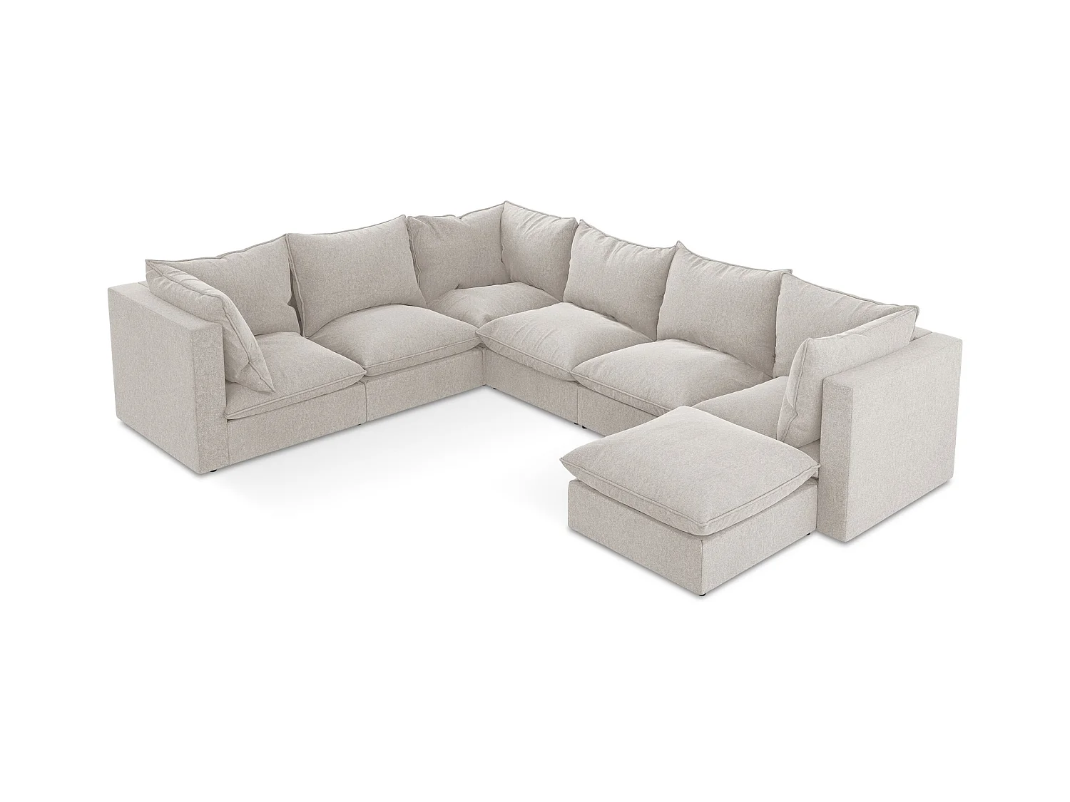 Modulares Wohnlandschaft - / - Samt - Hell beige - MANAO