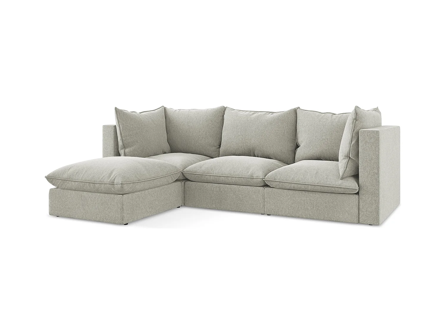 3-Sitzer Modulares Ecksofa - Ecke Links - Samt - Hellgrau - MANAO