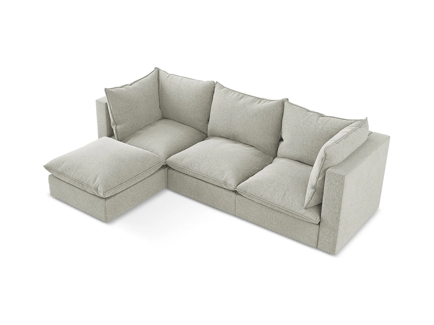 3-Sitzer Modulares Ecksofa - Ecke Links - Samt - Hellgrau - MANAO