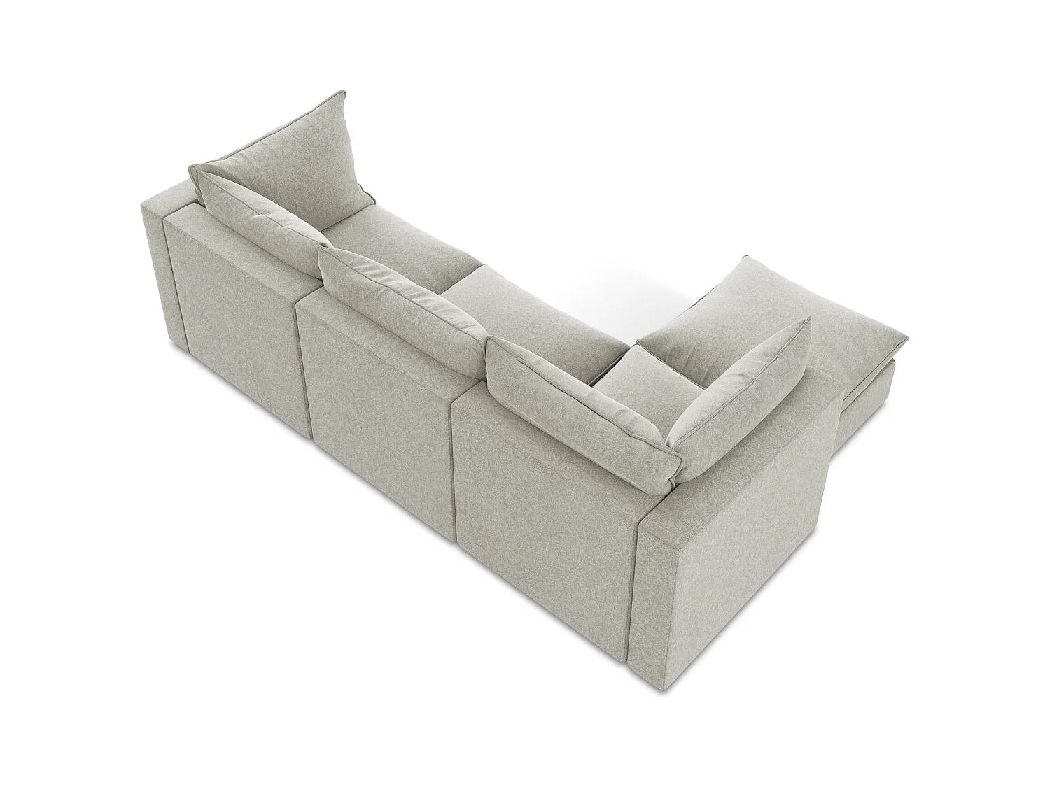 3-Sitzer Modulares Ecksofa - Ecke Links - Samt - Hellgrau - MANAO