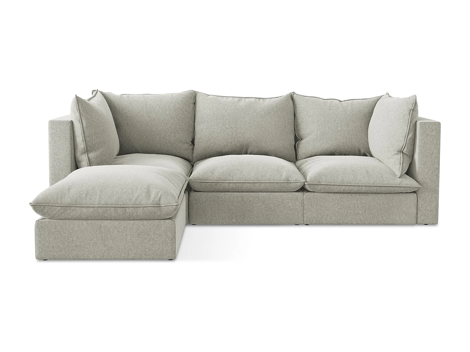 3-Sitzer Modulares Ecksofa - Ecke Links - Samt - Hellgrau - MANAO