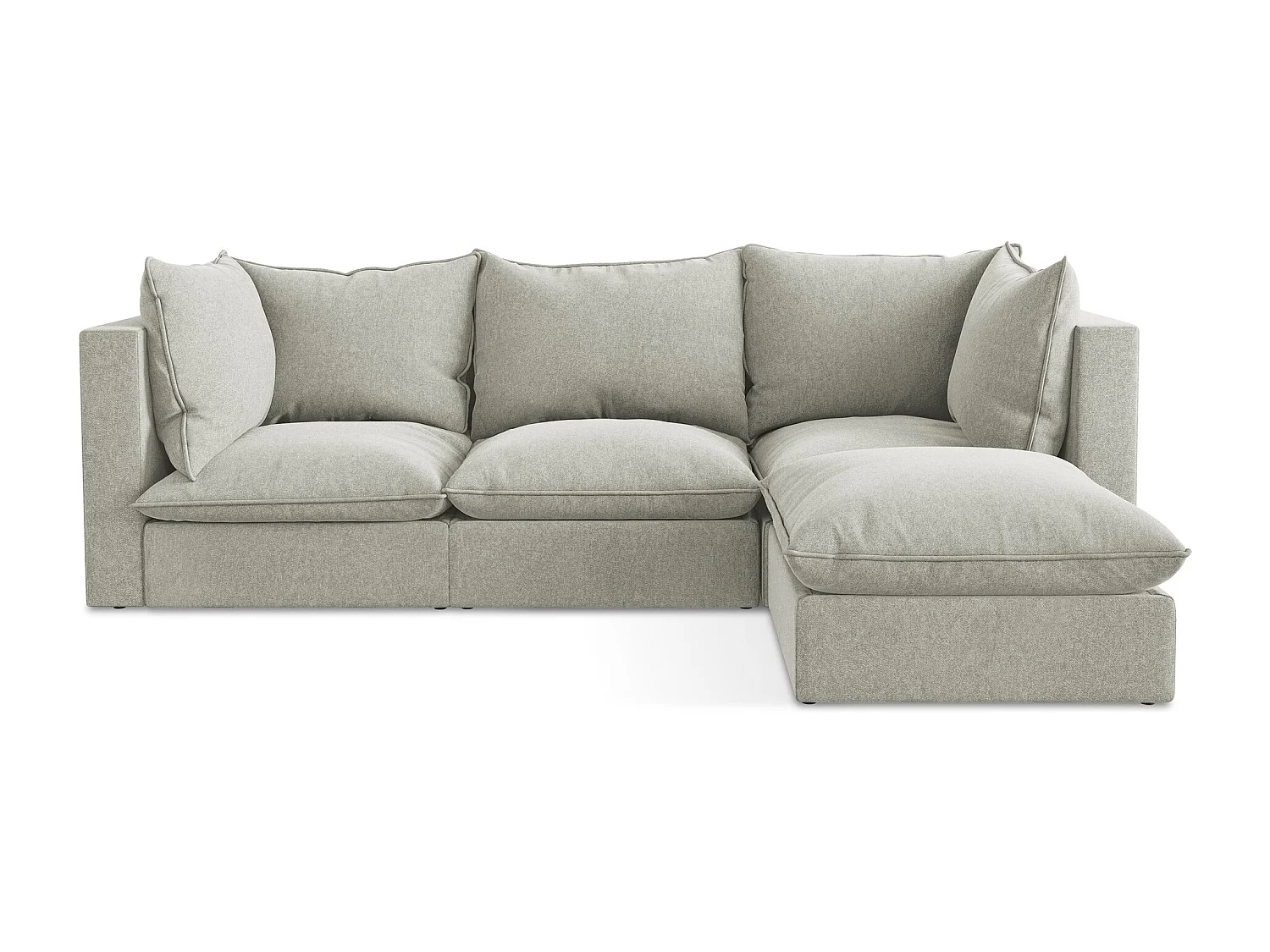 Canapé d'angle 3 places modulaire droit en velours - gris clair - MANAO