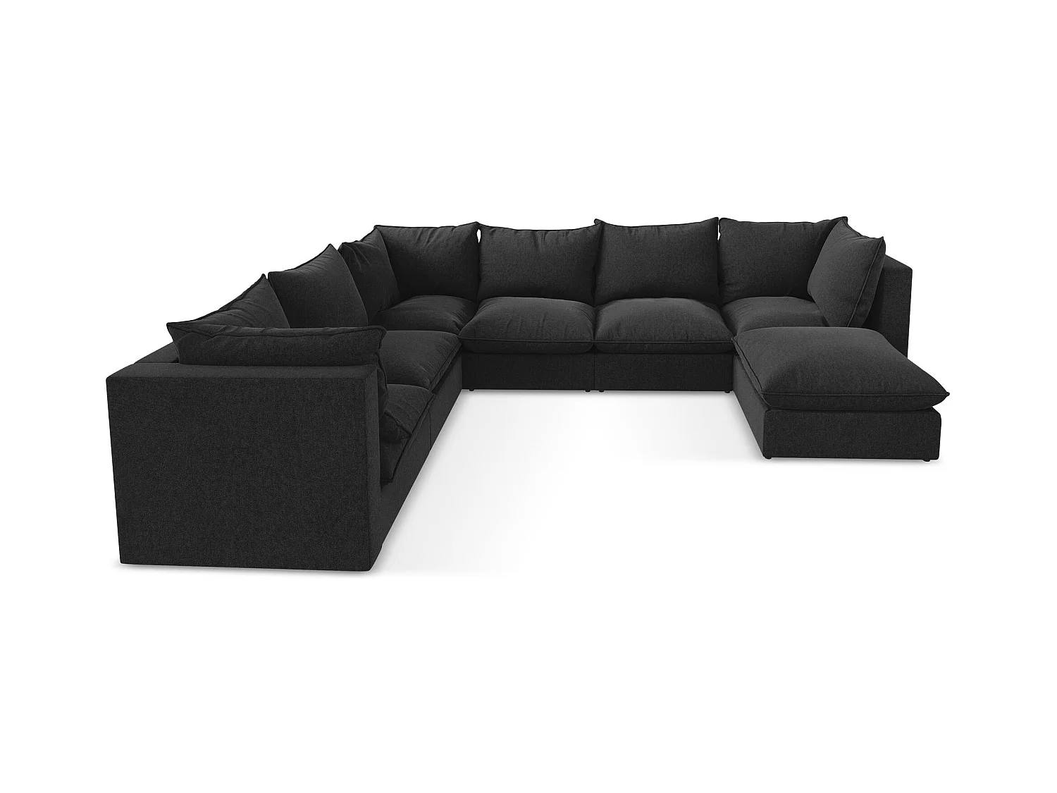 Modulaire panoramische bank van zwart velours - MANAO