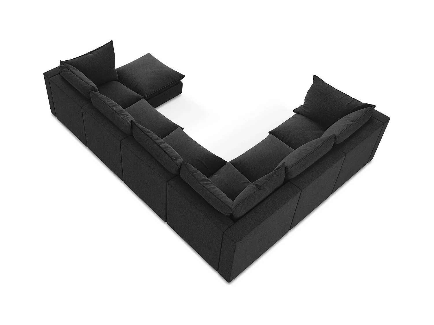 Modulaire panoramische bank van zwart velours - MANAO