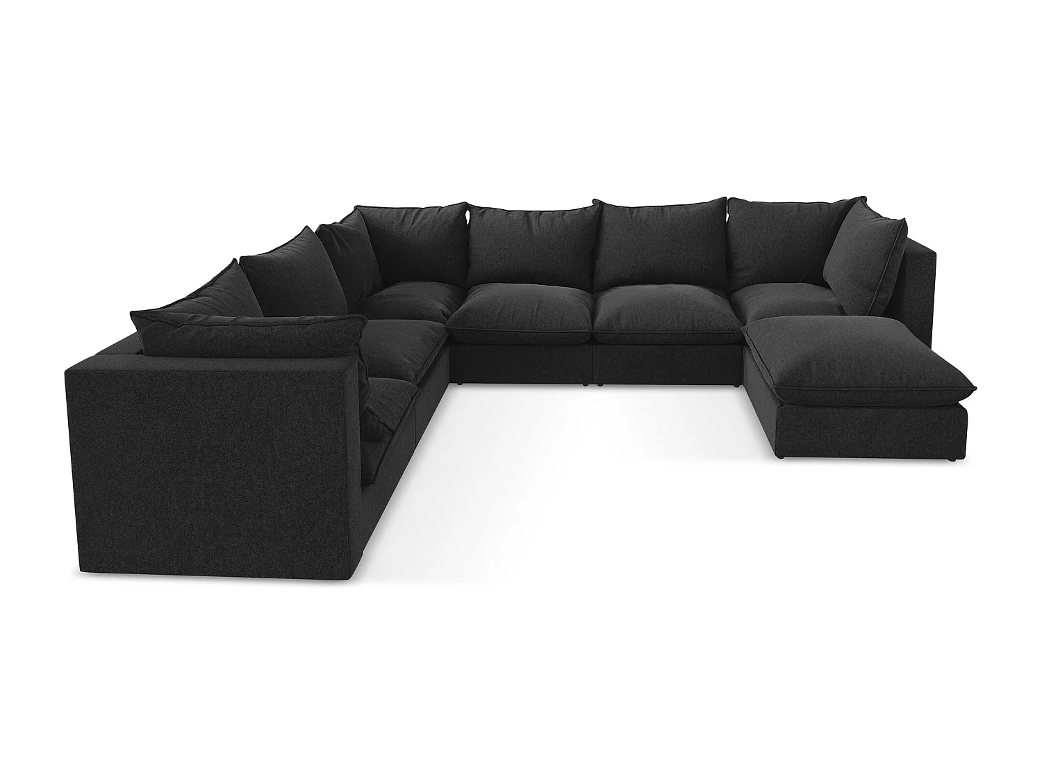 Sofa modułowa panoramiczna - z tkaniny welwetowej - czarny - MANAO