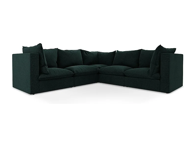 Modulares Ecksofa - - Samt - Grau Grün - MANAO