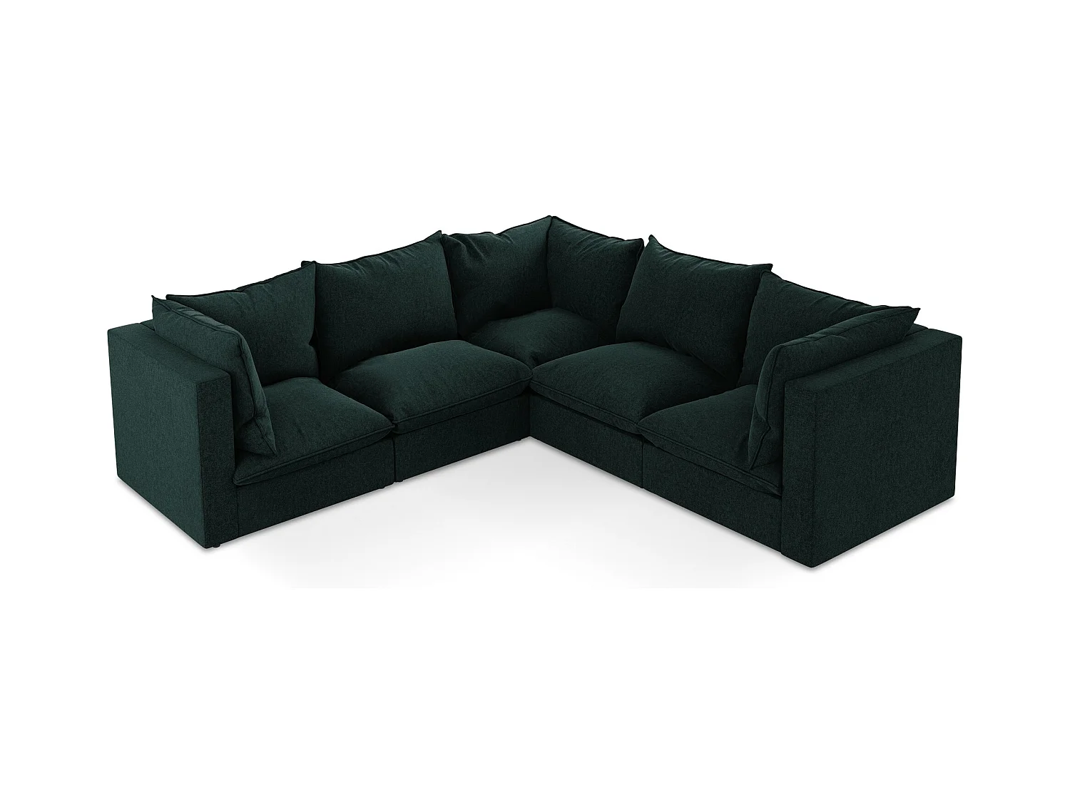 Modulares Ecksofa - - Samt - Grau Grün - MANAO