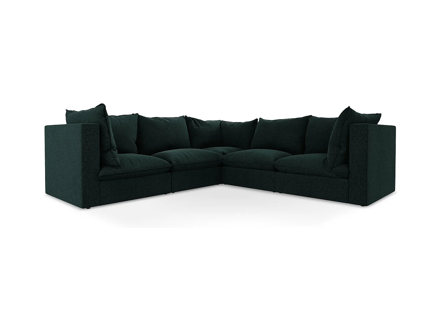 Canapé d'angle 4 places modulaire en velours - gris vert - MANAO