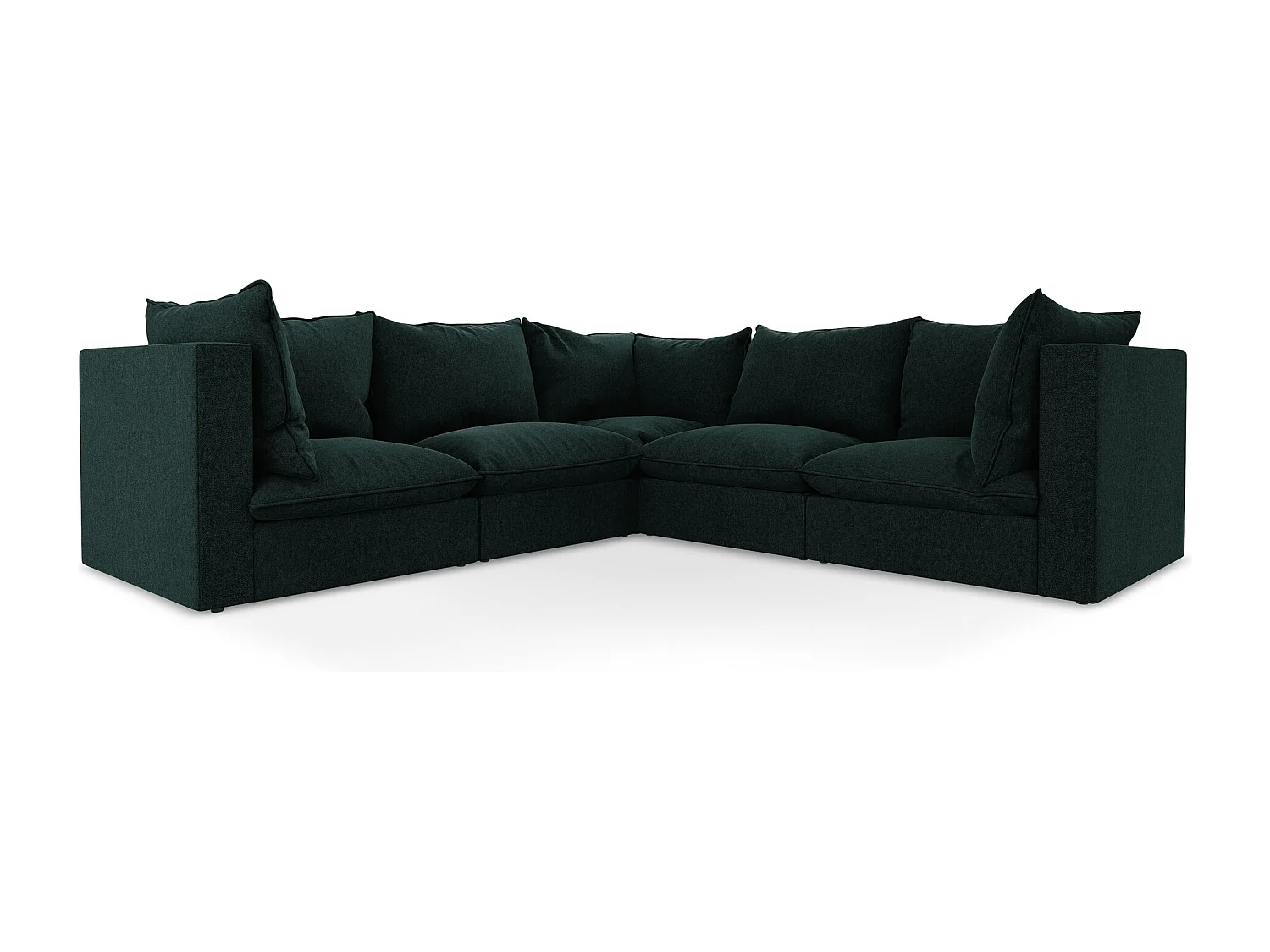 Canapé d'angle 4 places modulaire en velours - gris vert - MANAO