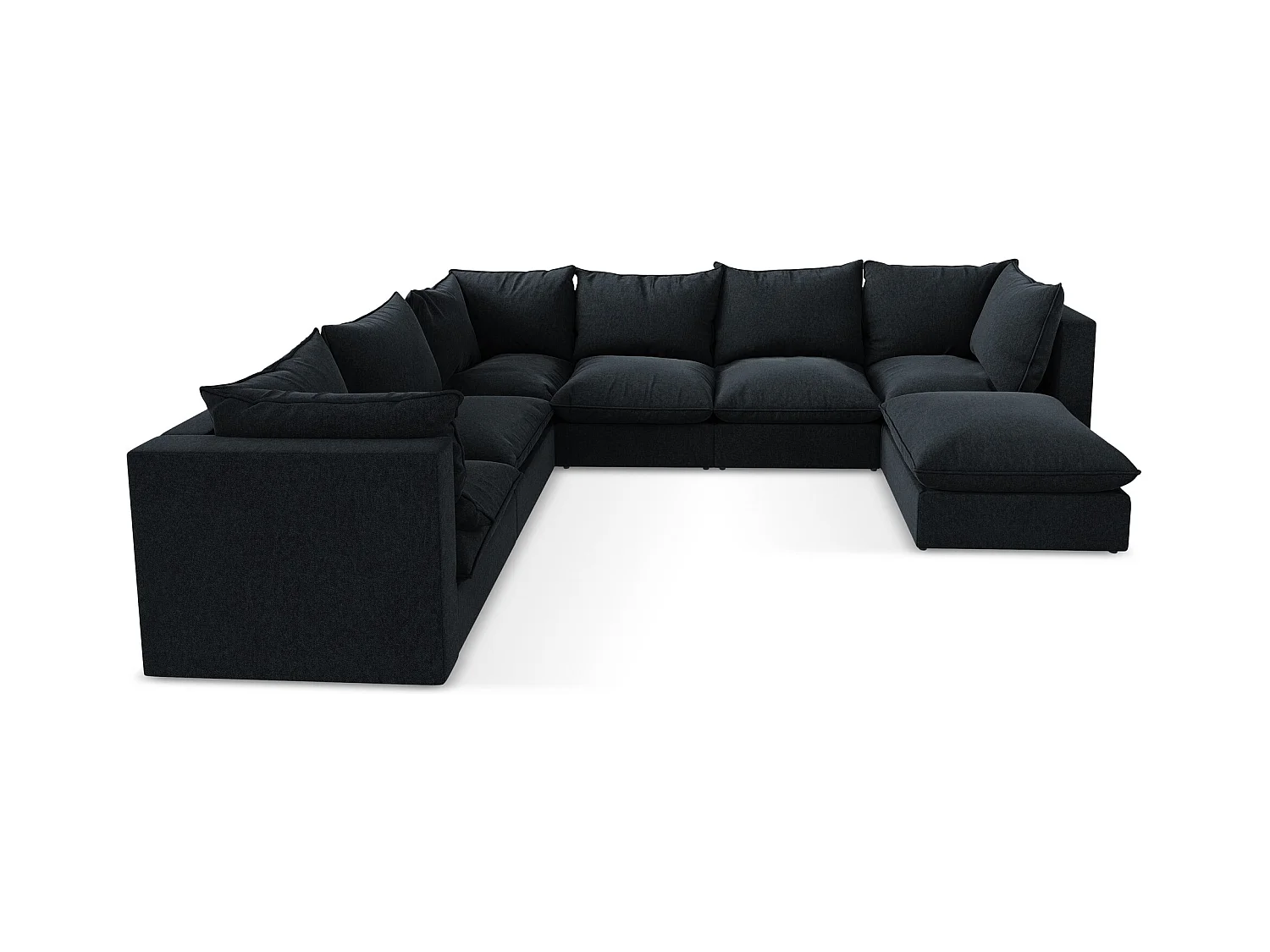 Modulaire panoramische bank van koningsblauw velours - MANAO