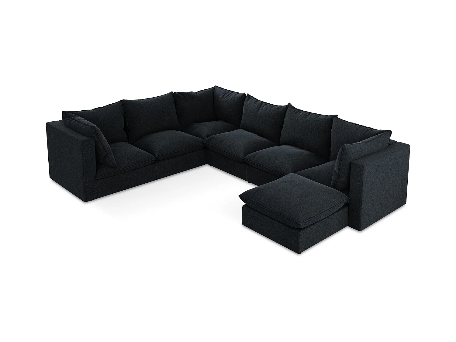 Modulaire panoramische bank van koningsblauw velours - MANAO