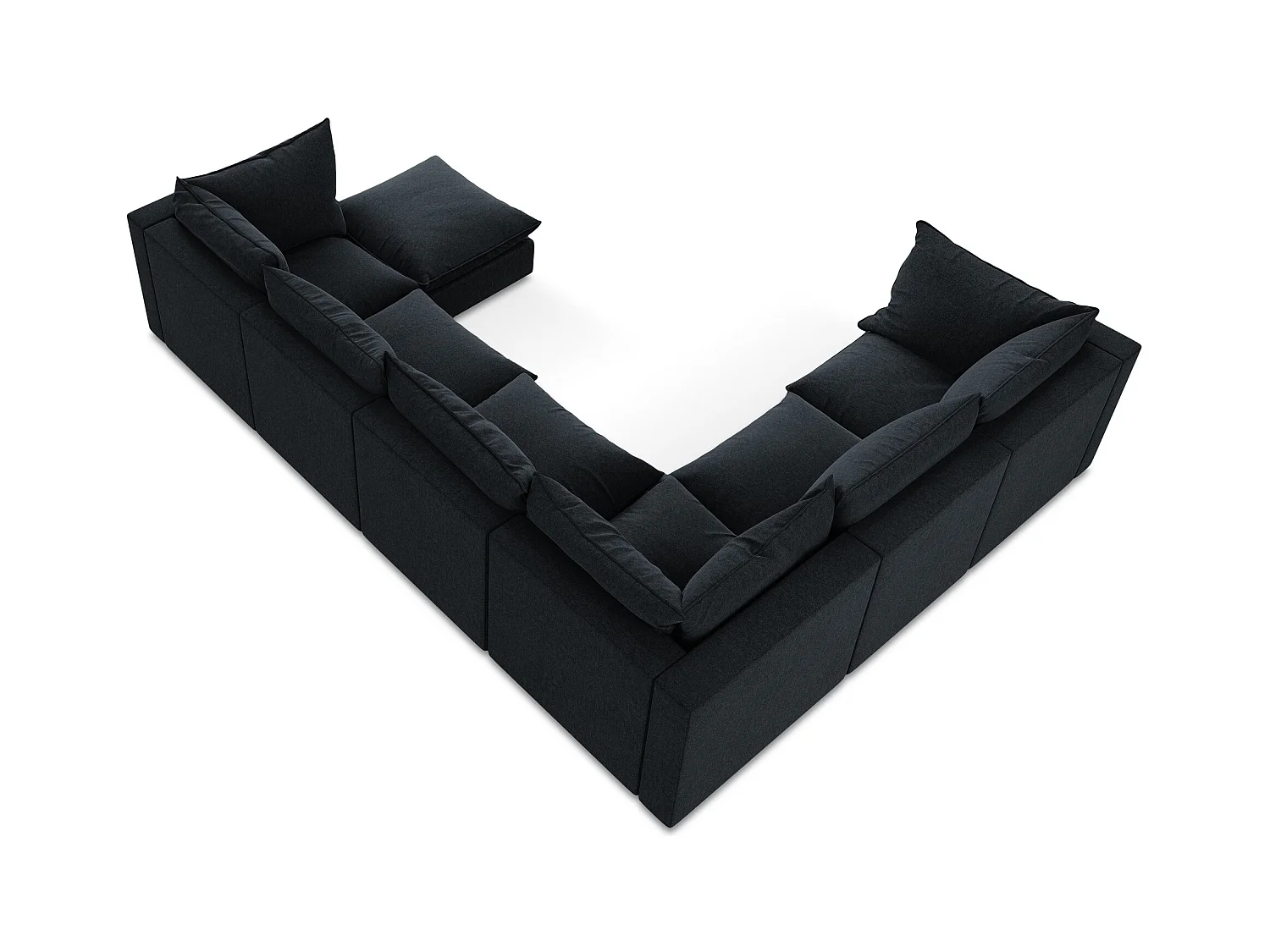 Modulaire panoramische bank van koningsblauw velours - MANAO