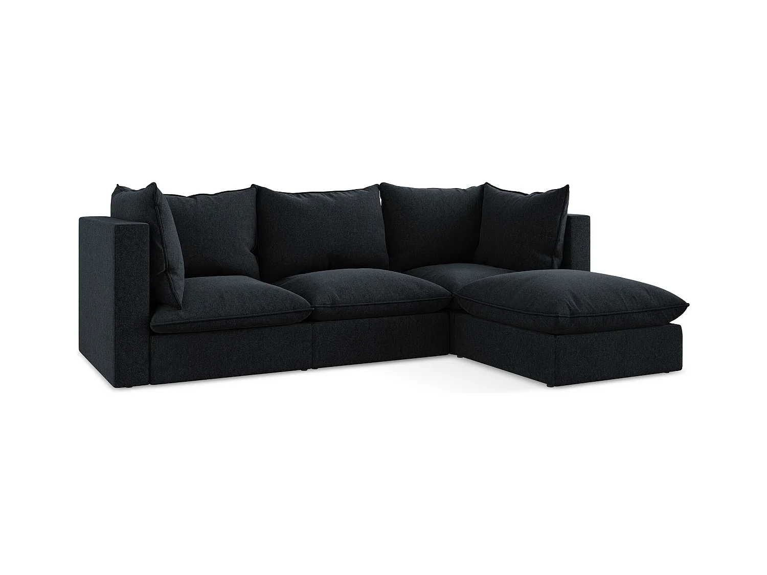 Canapé d'angle 3 places modulaire droit en velours - bleu royal - MANAO