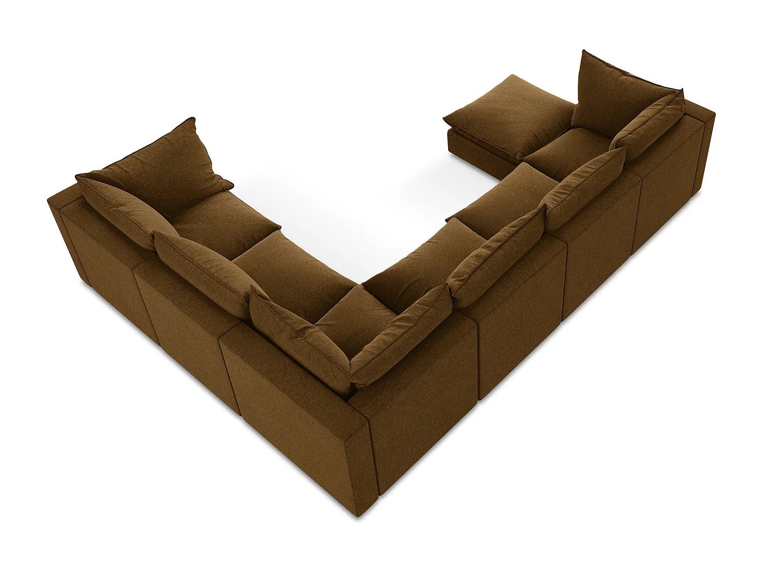 Sofa modułowa panoramiczna - z tkaniny welwetowej - musztardowy - MANAO