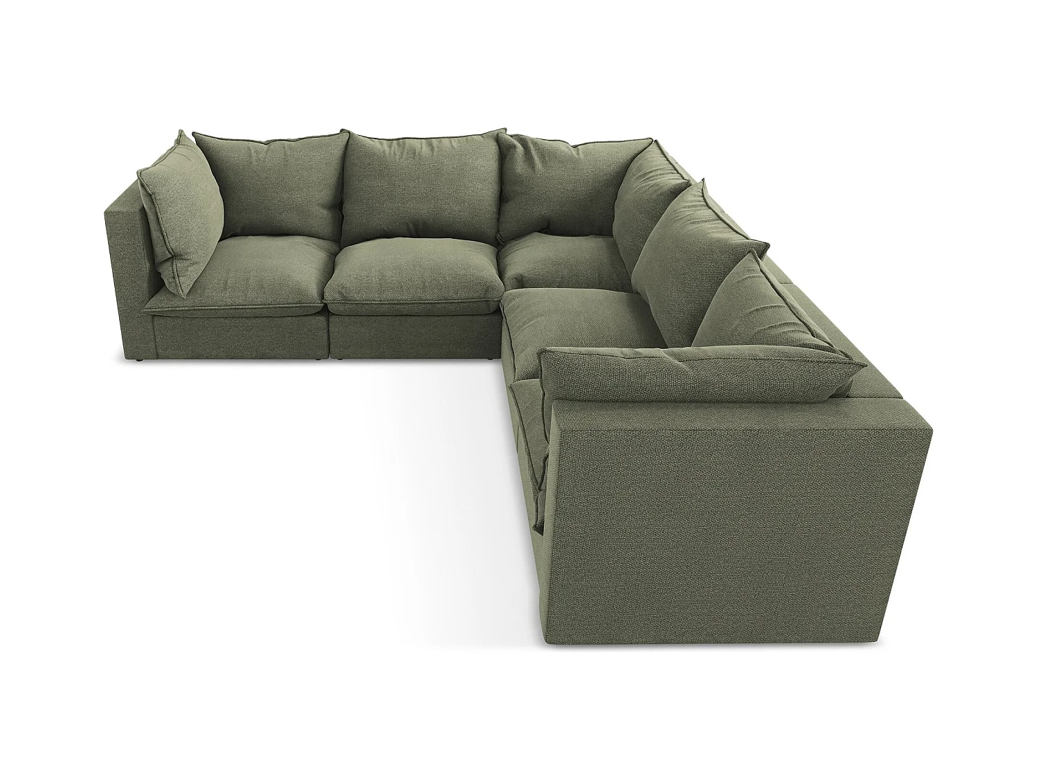 Canapé d'angle 4 places modulaire en tissu bouclette - olive - MANAO