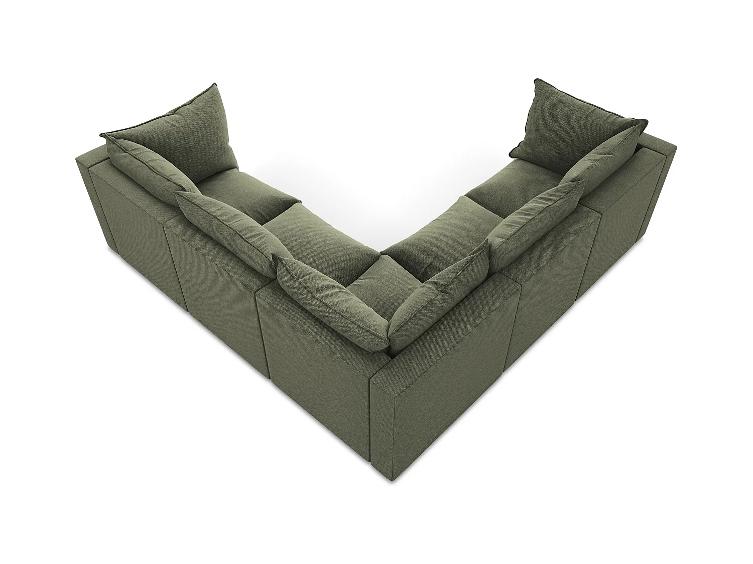 Canapé d'angle 4 places modulaire en tissu bouclette - olive - MANAO