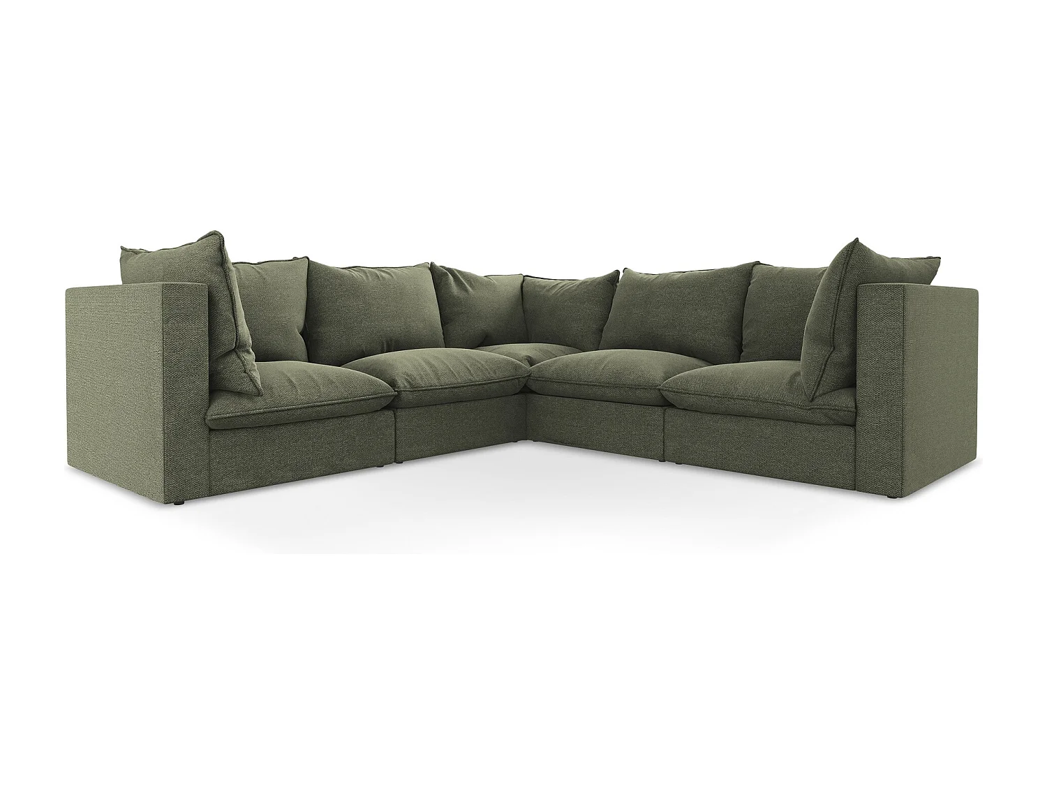 Modulares Ecksofa - - Bouclé - Olive - MANAO