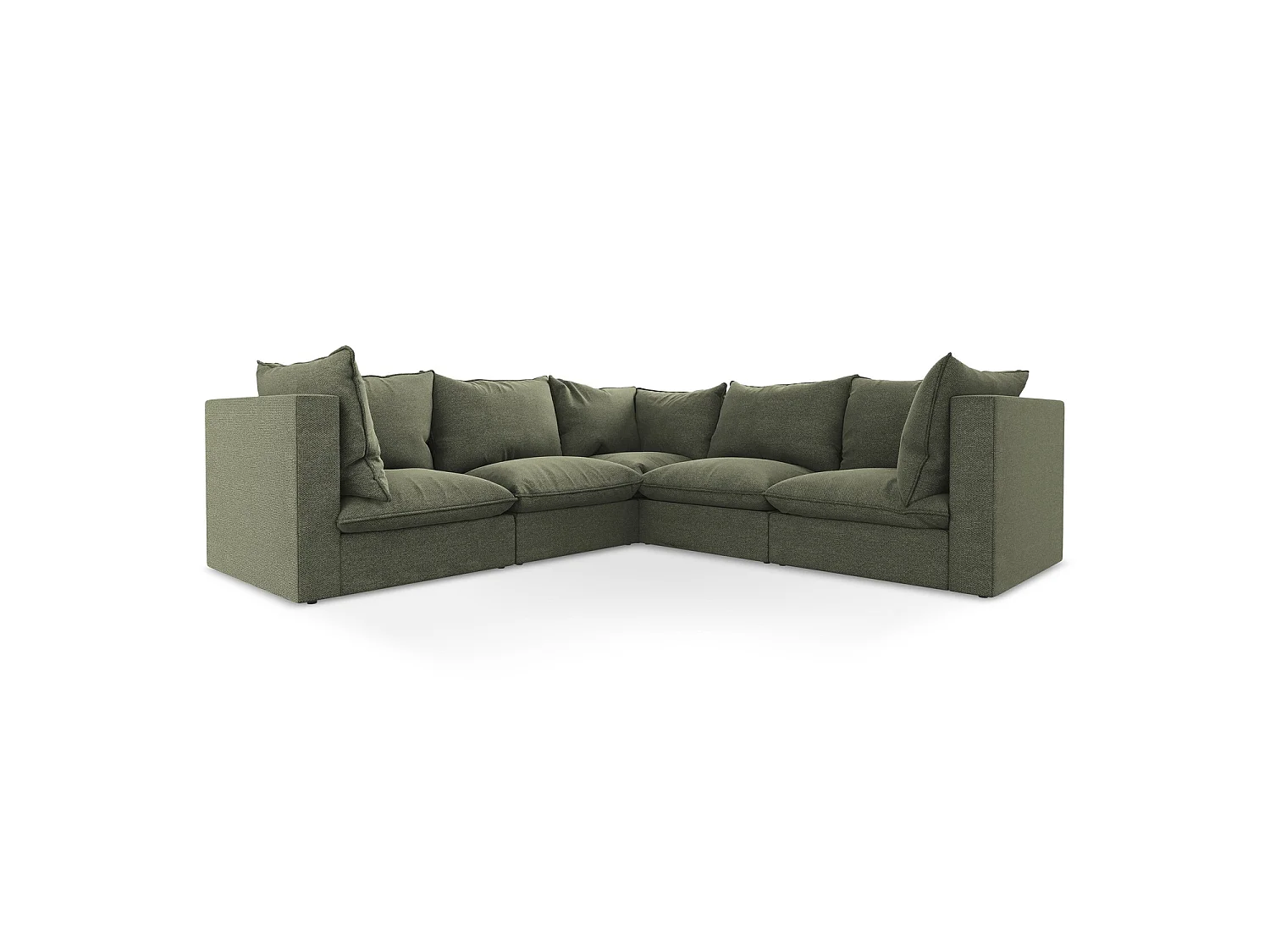Modulaire hoekbank van olijf bouclé - RAVENNA