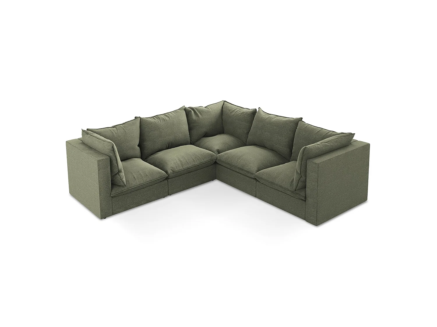 Modulaire hoekbank van olijf bouclé - RAVENNA