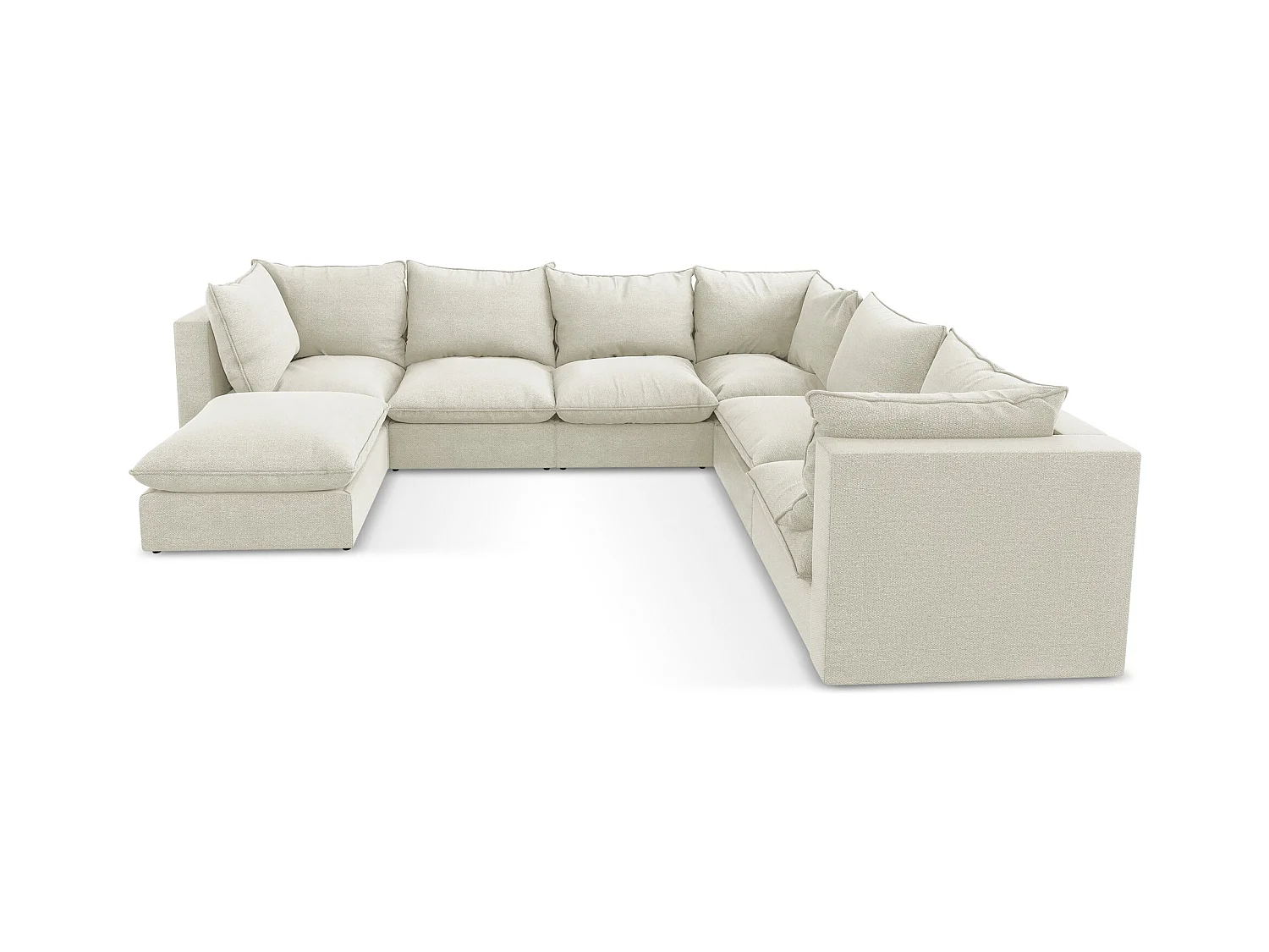 Canapé panoramique 5 places modulaire en tissu bouclette - sable - MANAO