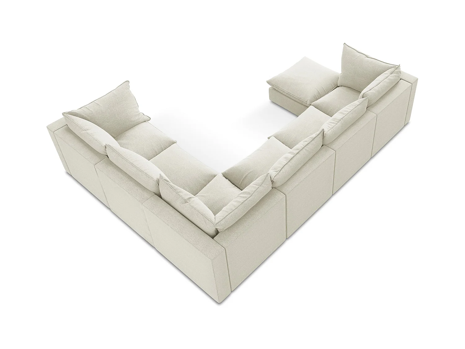 Canapé panoramique 5 places modulaire en tissu bouclette - sable - MANAO