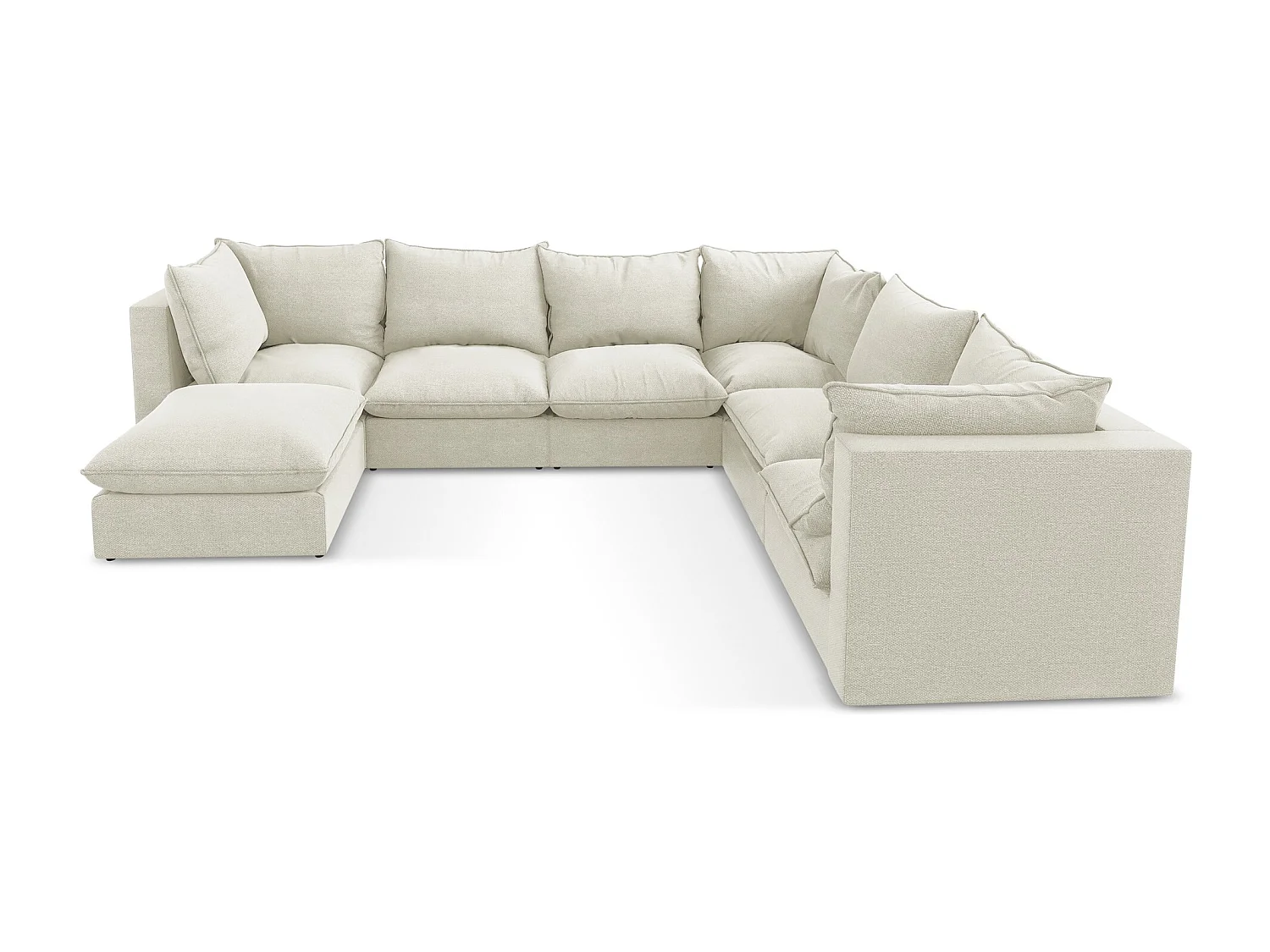 Modulaire panoramische bank van zand bouclé - MANAO