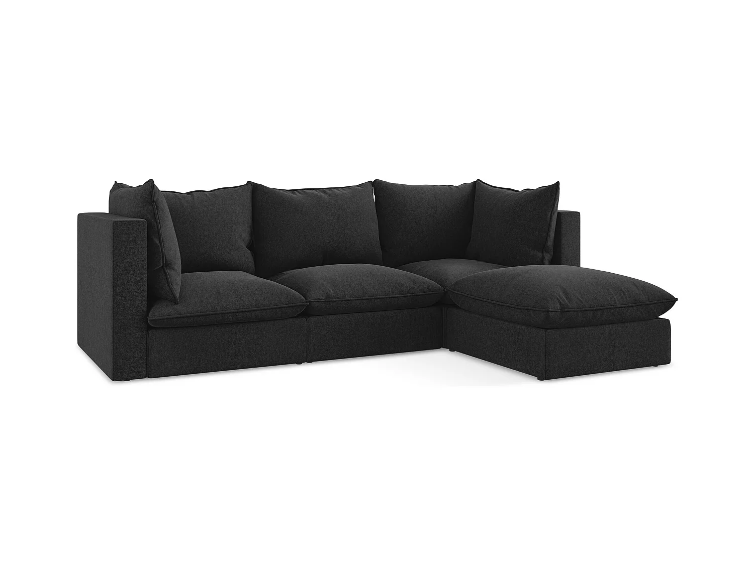 Narożnik lewostronny - z tkaniny welwetowej - czarny - MANAO