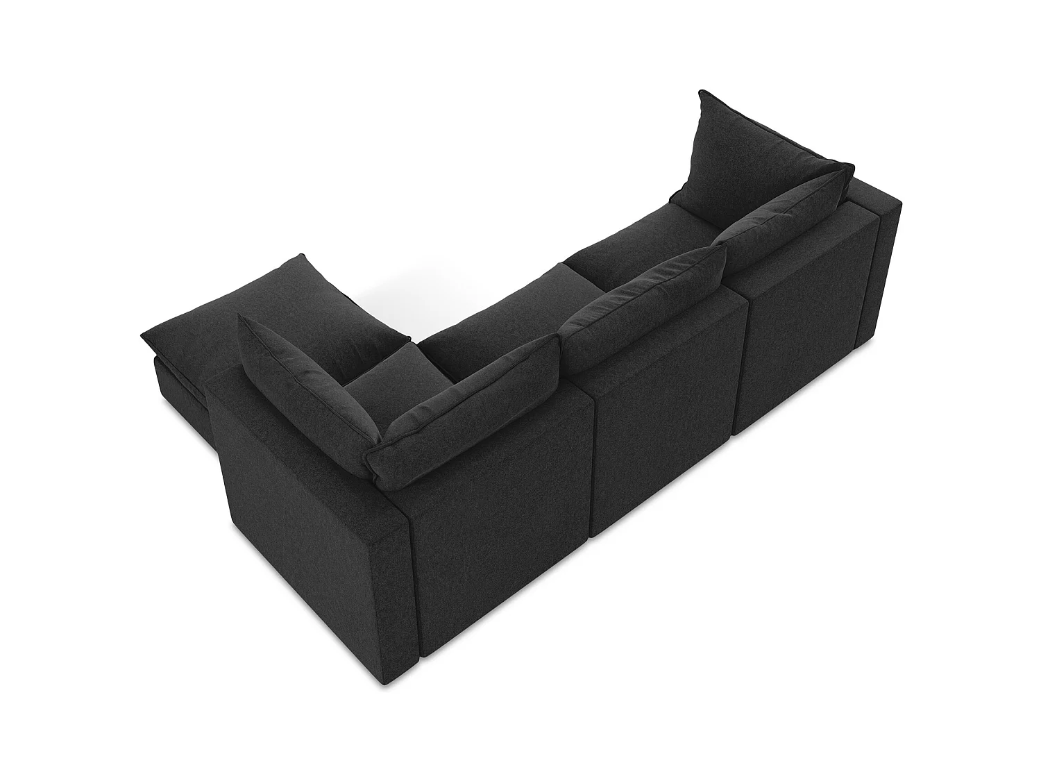 Narożnik lewostronny - z tkaniny welwetowej - czarny - MANAO