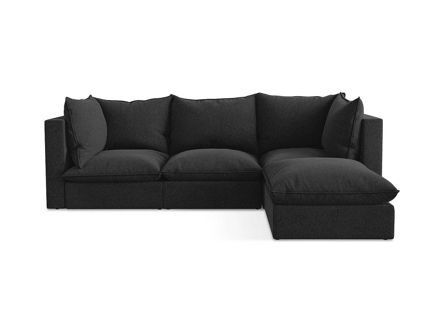 3-Sitzer Modulares Ecksofa - Ecke Links - Samt - Schwarz - MANAO