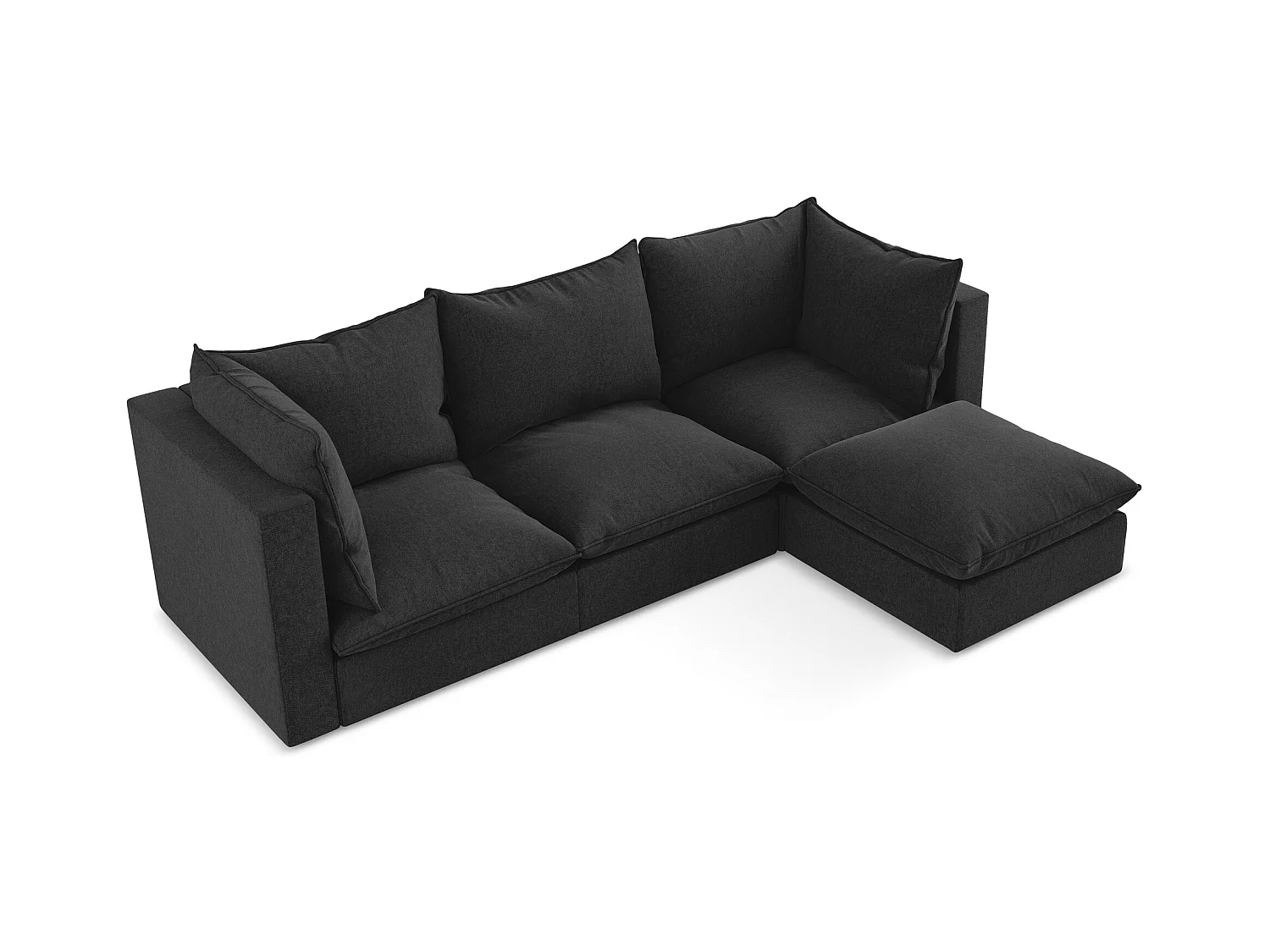 3-Sitzer Modulares Ecksofa - Ecke Links - Samt - Schwarz - MANAO