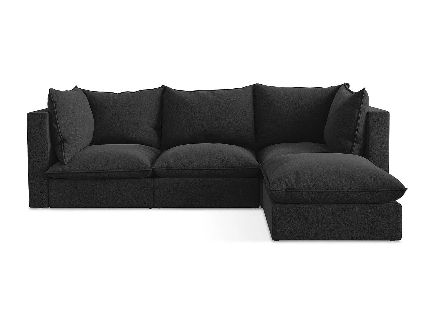 Canapé d'angle 3 places modulaire gauche en velours - noir - MANAO