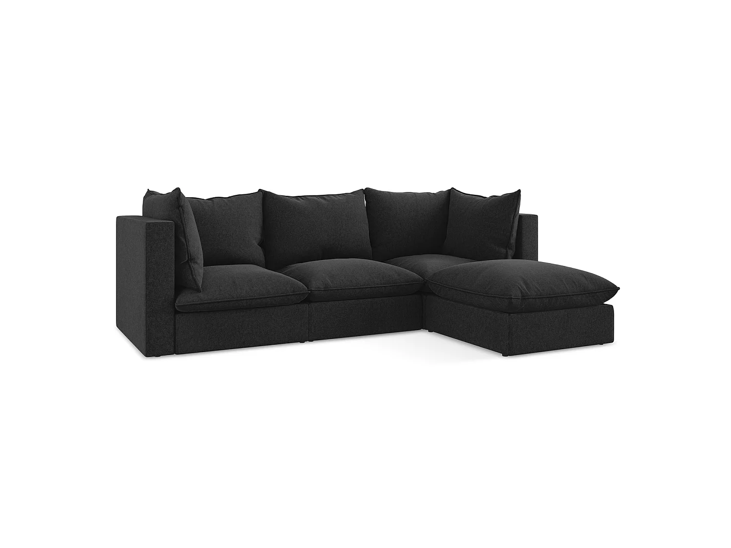 3-Sitzer Modulares Ecksofa - Ecke Links - Samt - Schwarz - RAVENNA